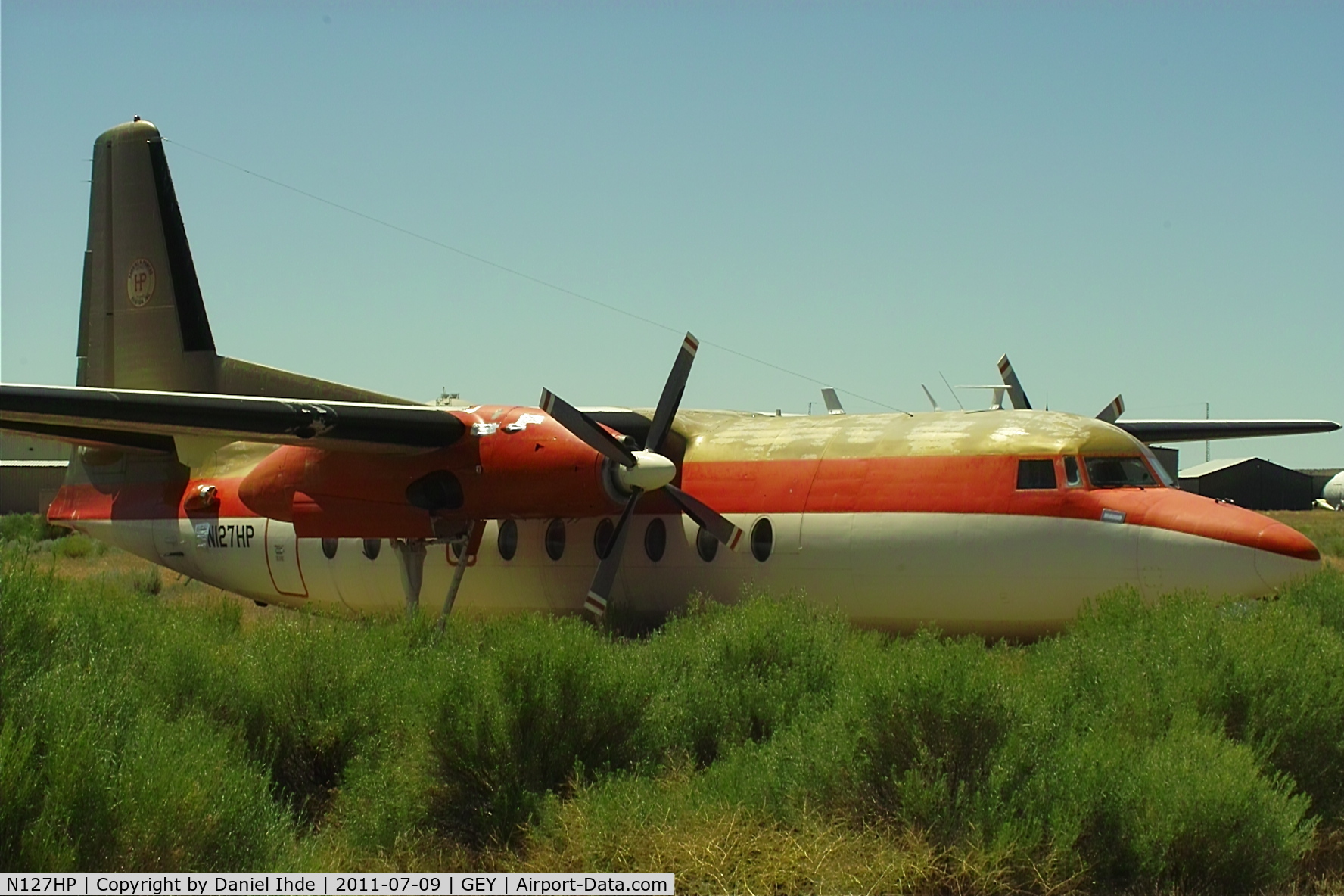 N127HP, 1959 Fairchild F-27A C/N 33, Hawkins & Powers Fairchild F-27A @ GEY