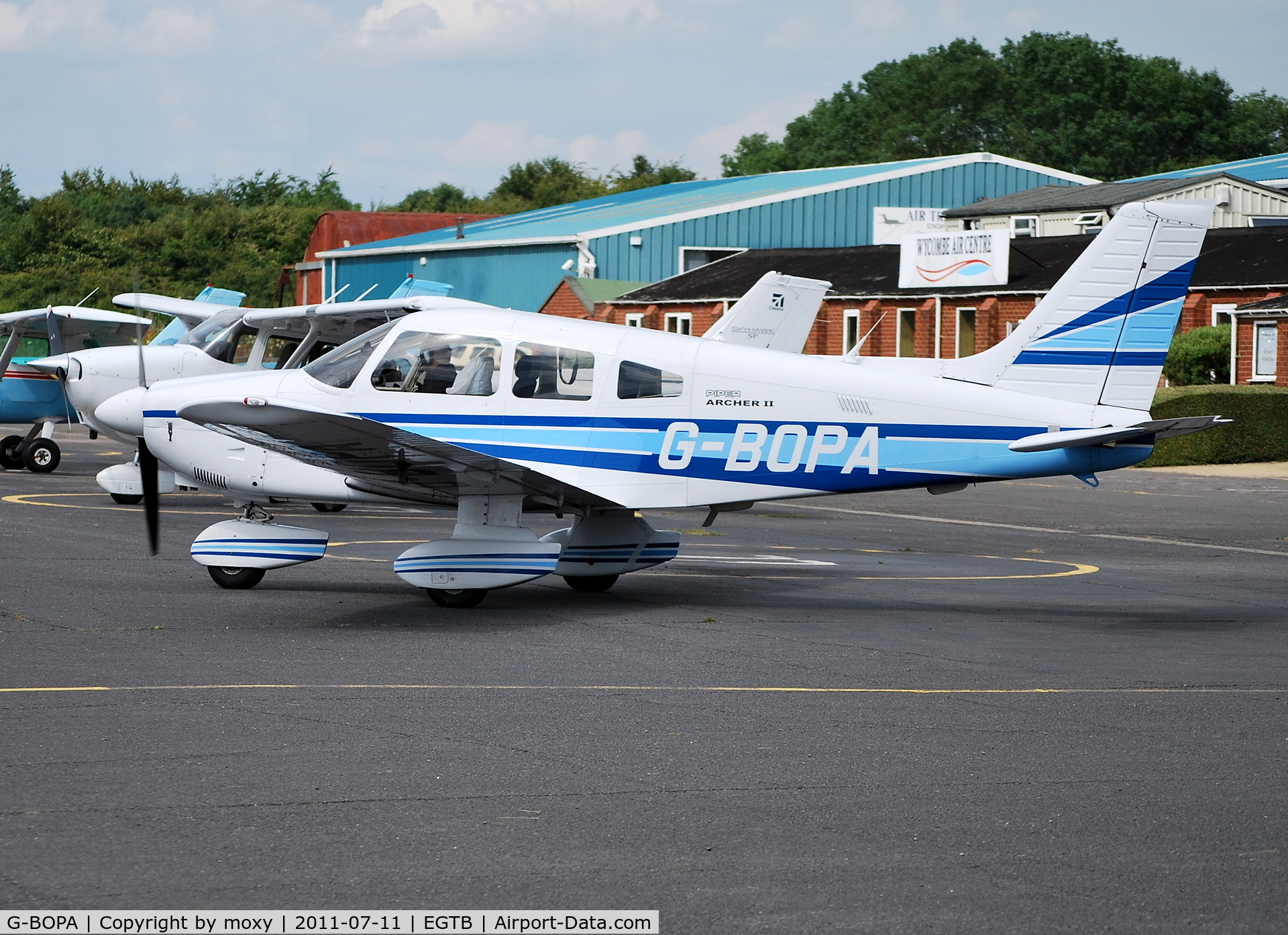 G-BOPA, 1984 Piper PA-28-181 Cherokee Archer II C/N 28-8490024, Cherokee Archer II, ex N43299 at Wycombe Air Park.