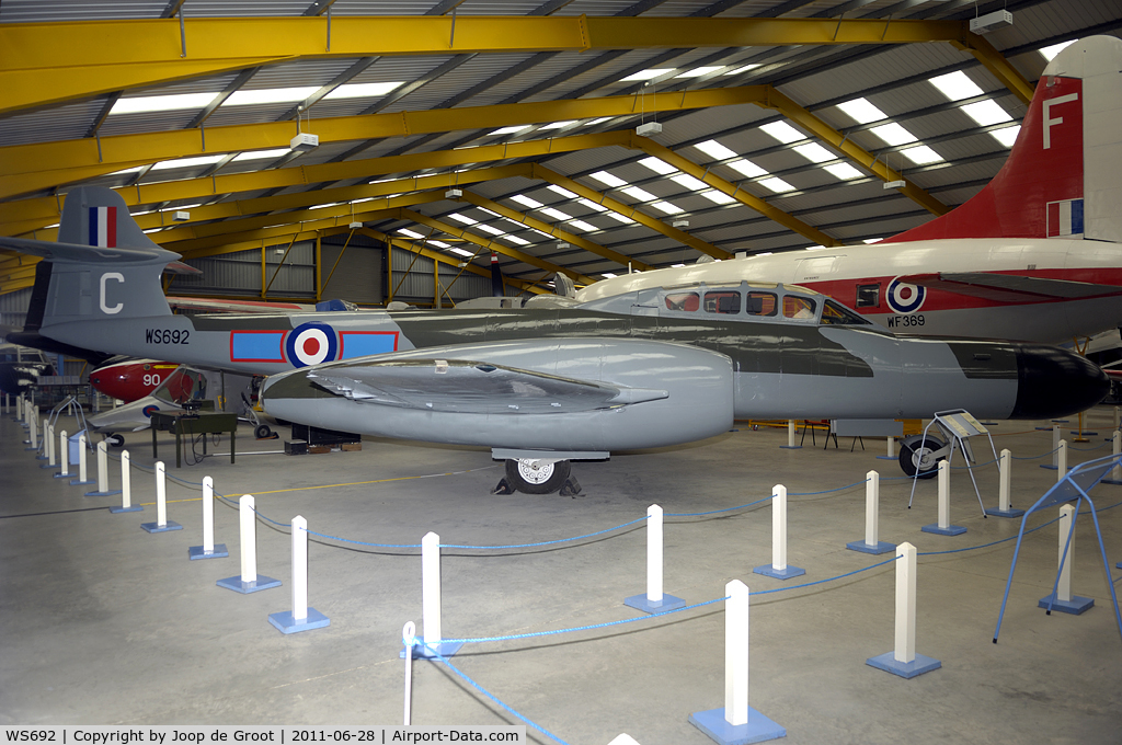 WS692, Gloster Meteor NF.12 C/N Not found WS692, preserved in the Newark Air Museum. 72 Sq markings.