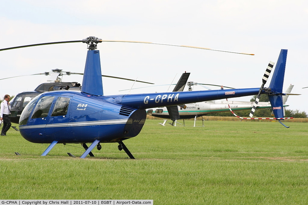 G-CPHA, 2008 Robinson R44 Raven II C/N 12641, being used for ferrying race fans to the British F1 Grand Prix at Silverstone