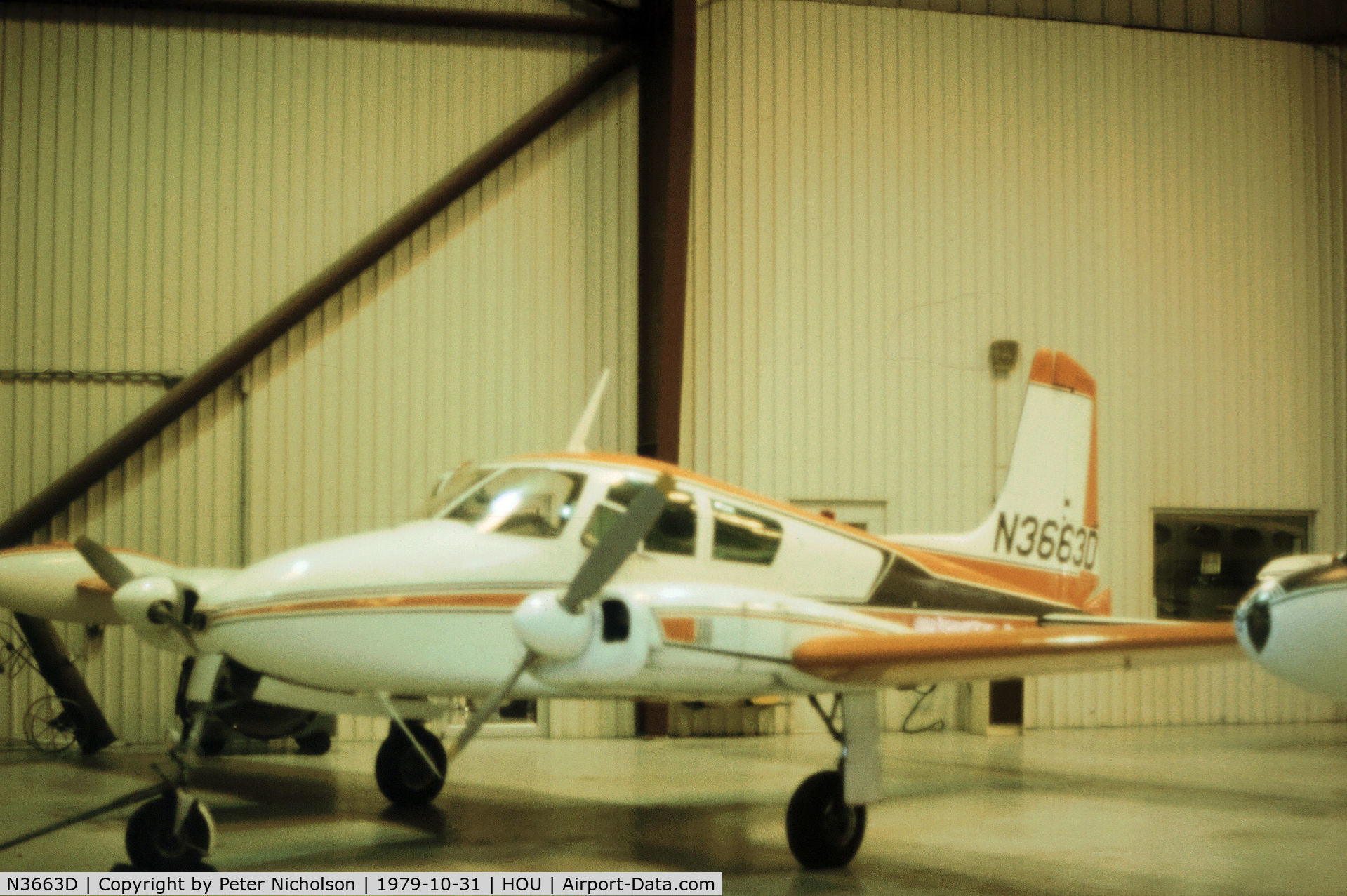 N3663D, Cessna 310 C/N 35363, Cessna 310 as seen at Houston Hobby Airport in October 1979.