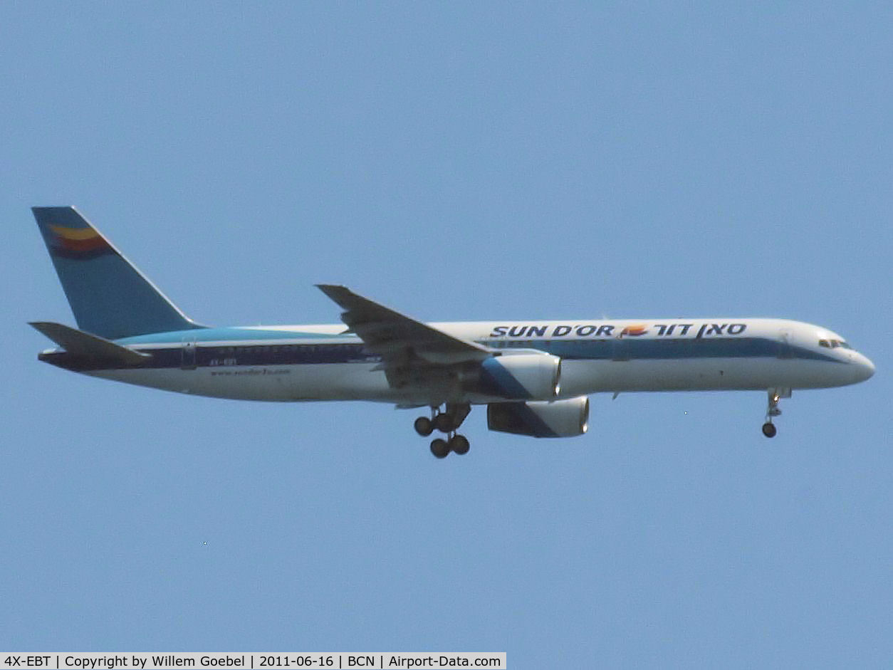 4X-EBT, 1991 Boeing 757-258/ER C/N 25036/356, Prepare for landing on Barcelona Airport
