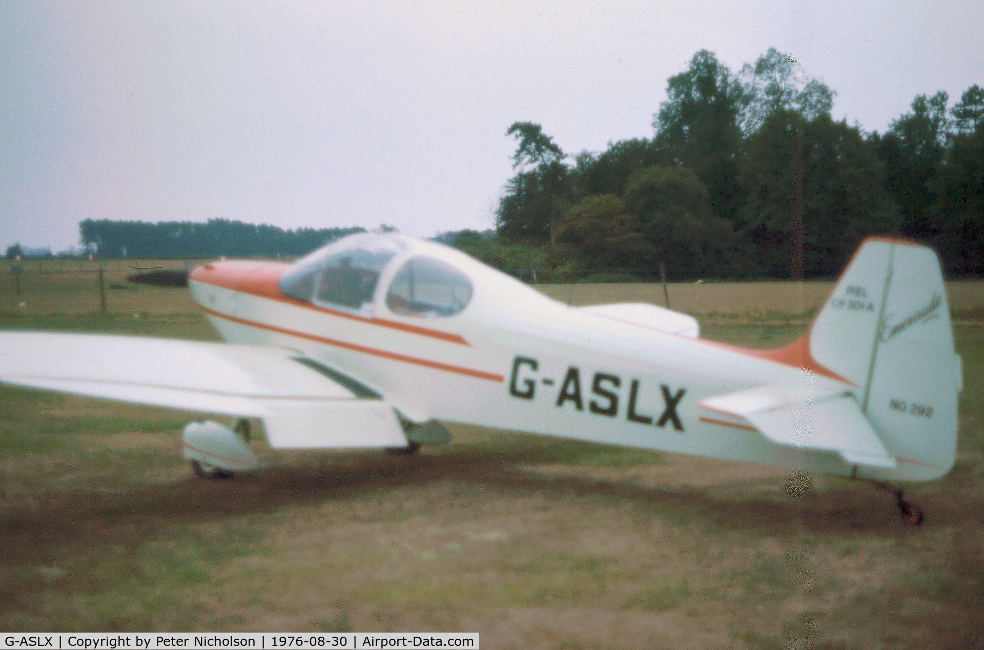 G-ASLX, 1958 Piel CP-301A Emeraude C/N 292, Piel CP.301A Emerude as seen at Old Warden in the Summer of 1976.