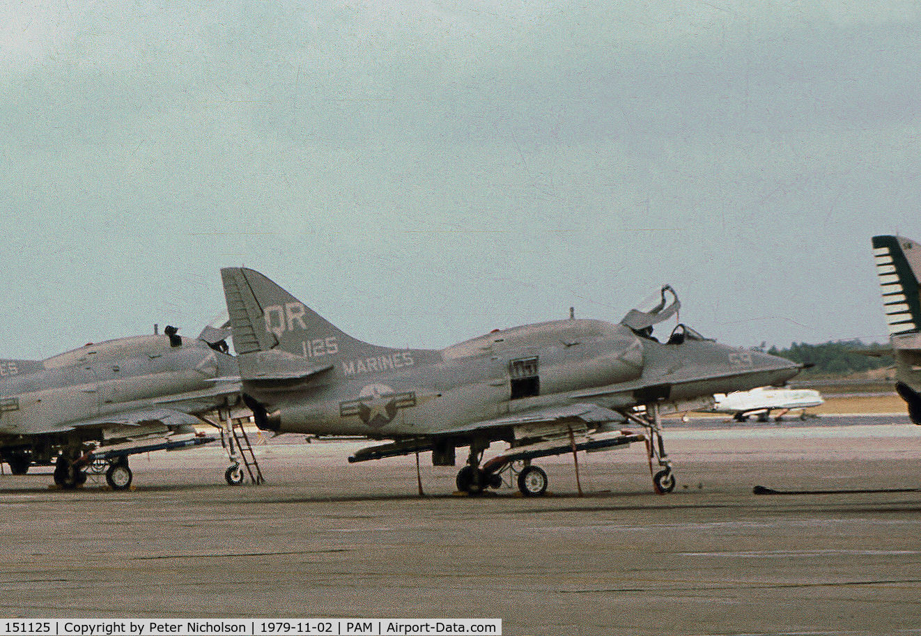 151125, Douglas A-4E Skyhawk C/N 13295, A-4E Skyhawk of Marine Attack Squadron VMA-322 at Tyndall AFB in November 1979.