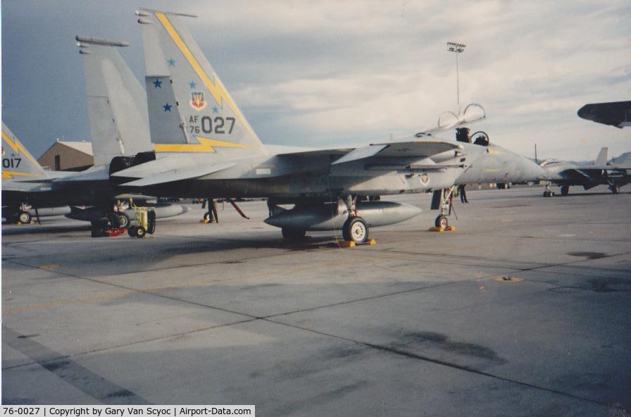 76-0027, 1976 McDonnell Douglas F-15A Eagle C/N 0207/A179, Active aircraft on the flightline at Minot, ND