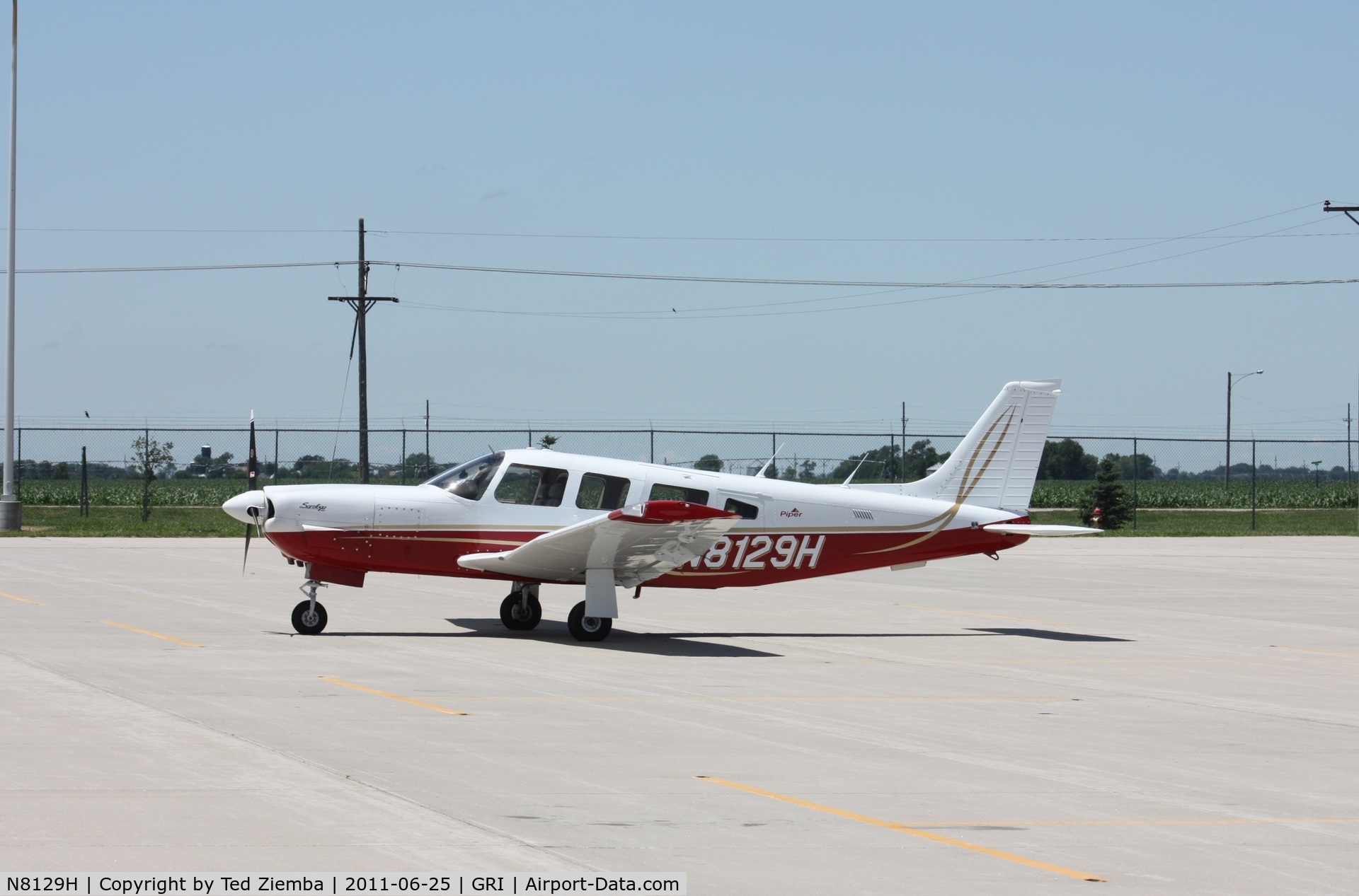 N8129H, 1980 Piper PA-32R-301 Saratoga C/N 32R-8013054, Seen on a hot Saturday afternoon on the ramp at Grand Island.