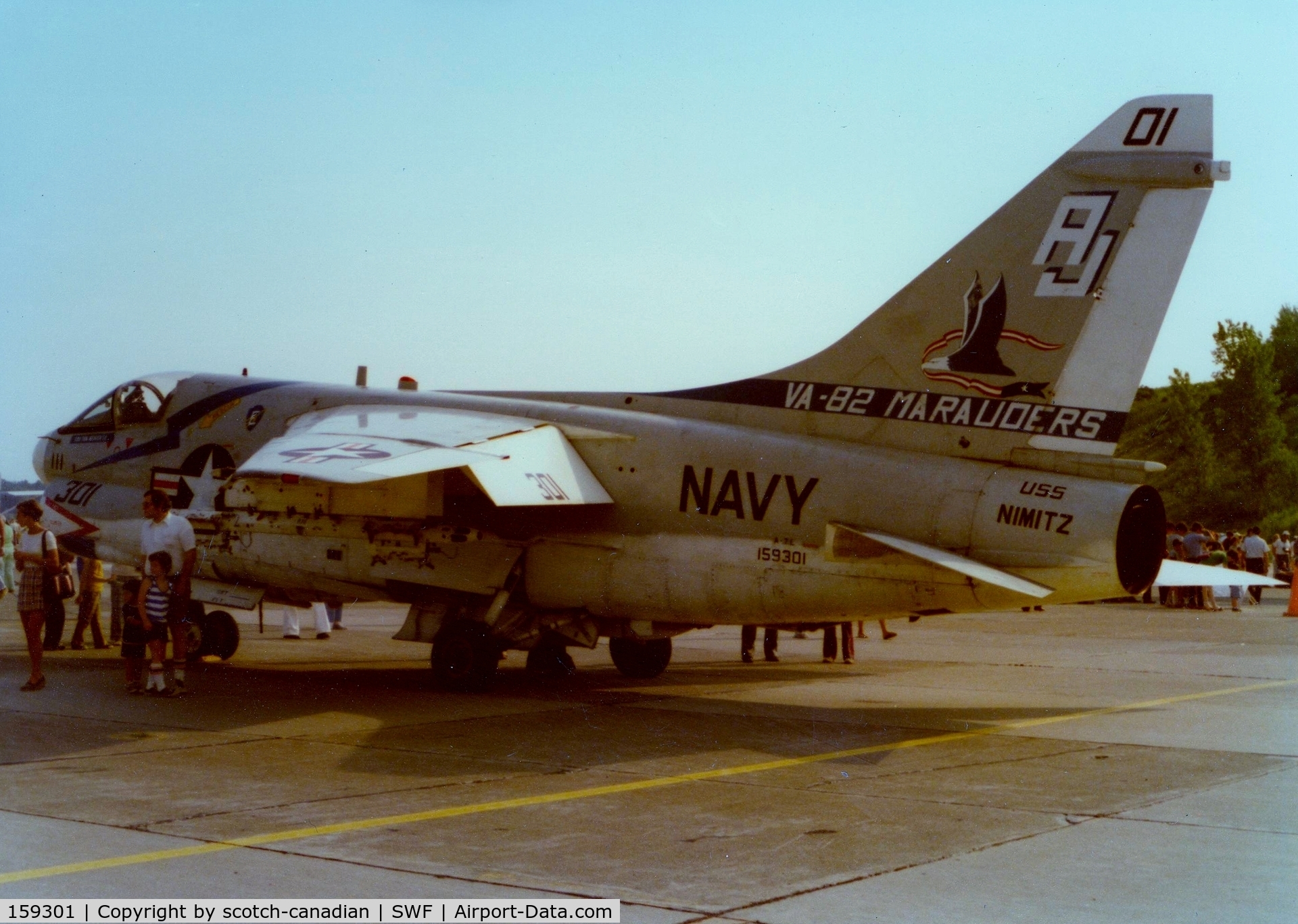 159301, LTV A-7E Corsair II C/N E-439, Vought A-7E 'Corsair II' SN: 159301 at Stewart International Airport, Newburgh, NY - circa 1970's