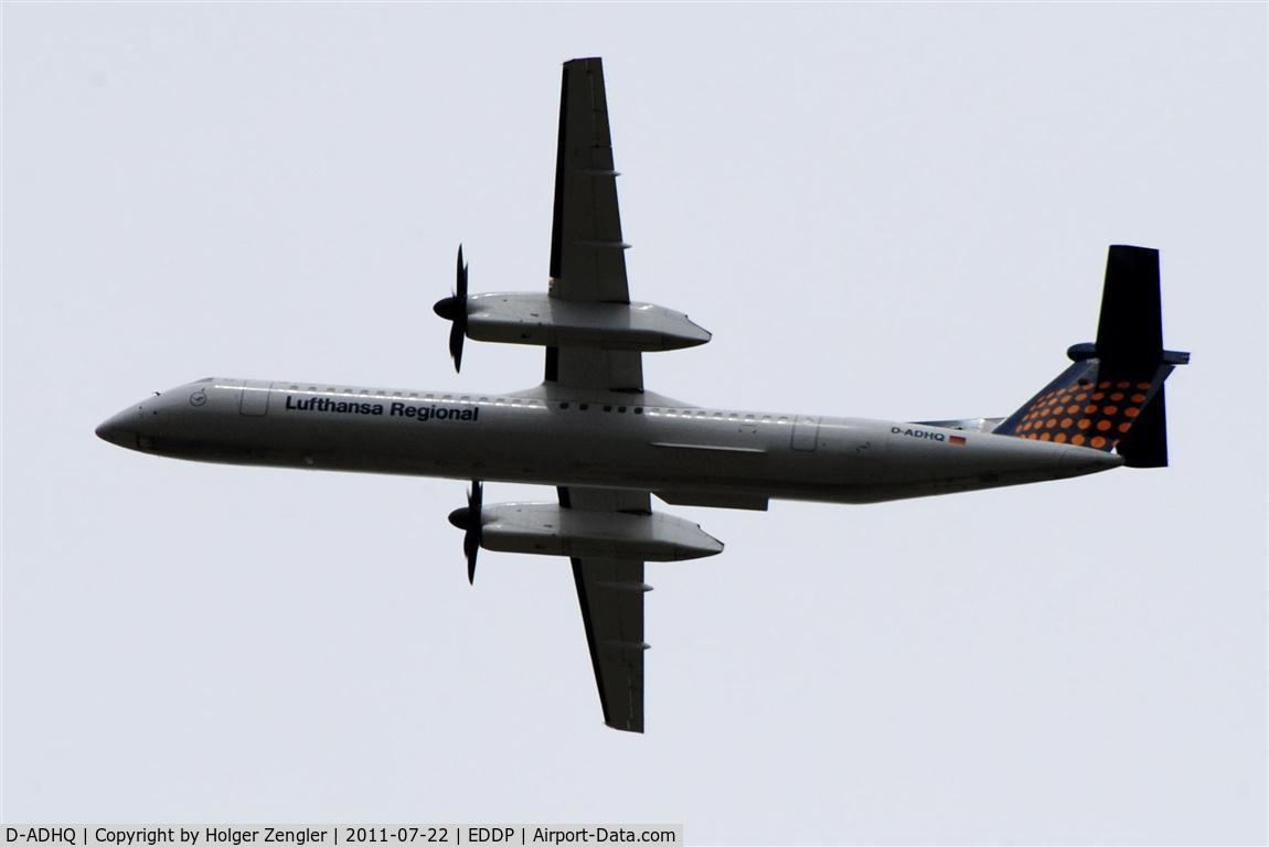 D-ADHQ, 2000 De Havilland Canada DHC-8-402 Dash 8 C/N 4016, Afternoon shuttle to MUC departing from rwy 26L.