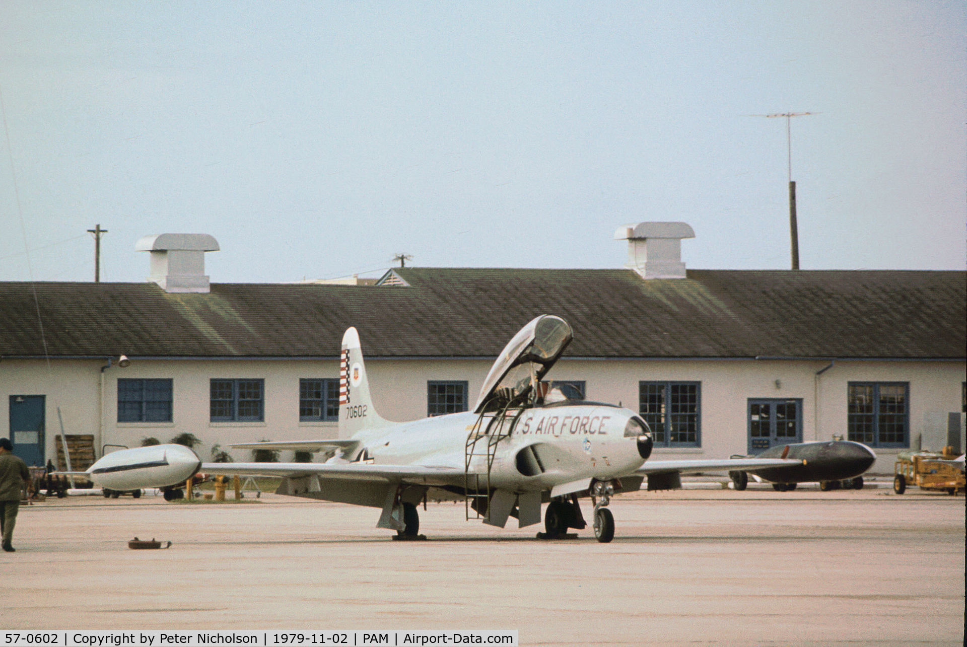 57-0602, 1957 Lockheed T-33A Shooting Star C/N 580-1251, T-33A Shooting Star of 95th Fighter Interceptor Training Squadron at Tyndall AFB in November 1979.