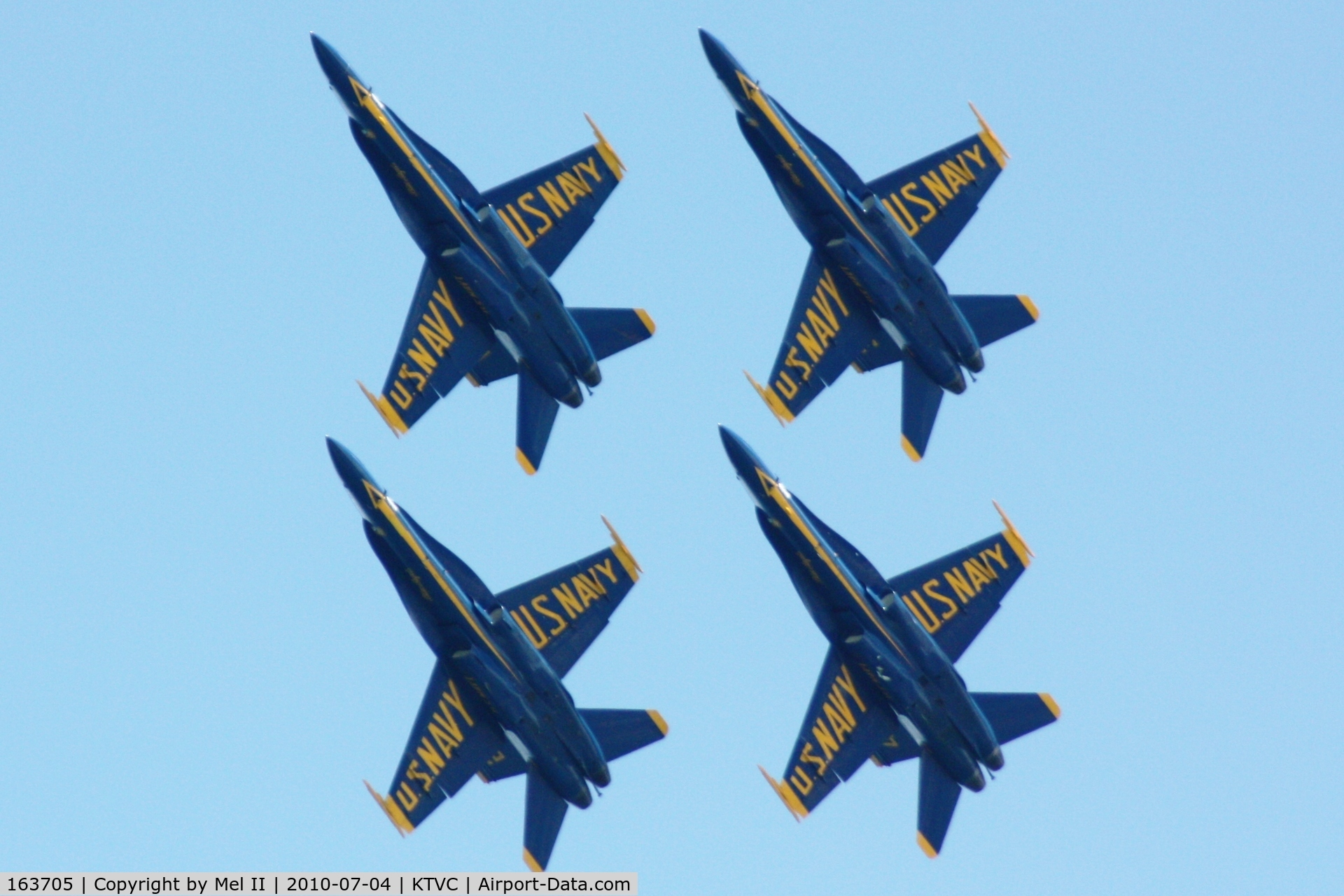 163705, 1988 McDonnell Douglas F/A-18C Hornet C/N 0767/C067, US Navy Blue Angels Diamond Formation at the 2010 National Cherry Festival Air Show