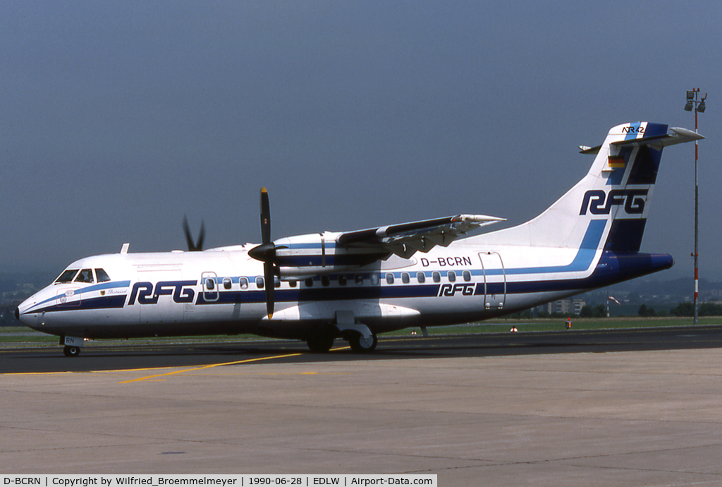 D-BCRN, 1987 ATR 42-300 C/N 053, RFG - Regionalflug GmbH / Taxiing from Apron to Runway 24.