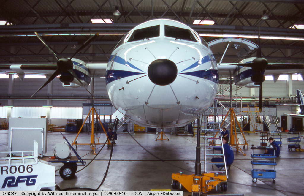 D-BCRP, 1989 ATR 42-300QC C/N 158, RFG Regionalflug GmbH / Landing Gear check due to some problems.