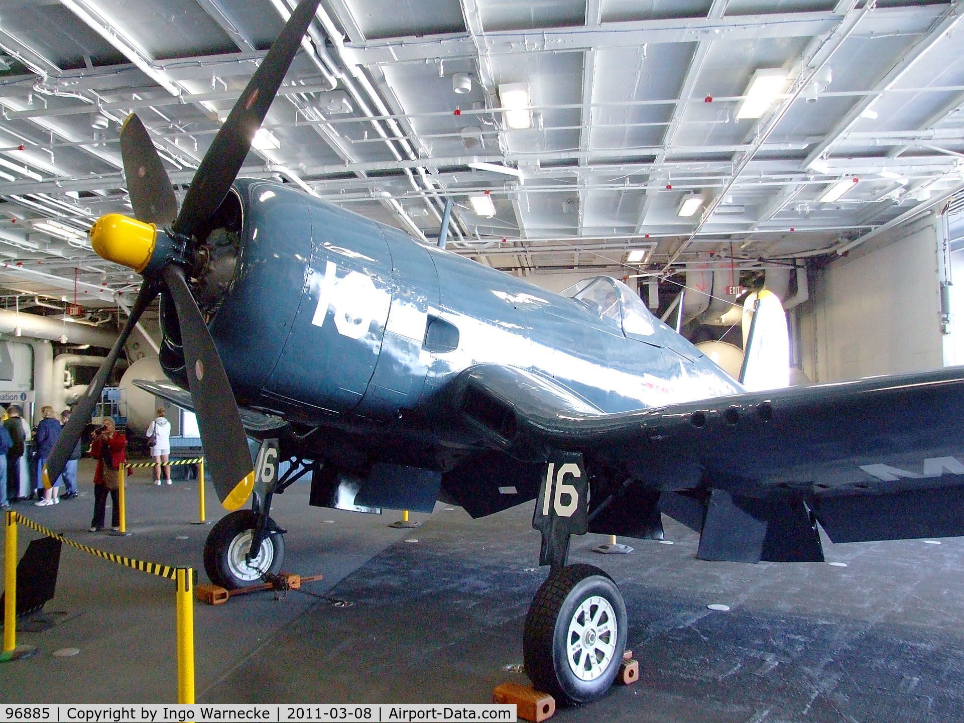 96885, Vought F4U-4 Corsair C/N 9039, Vought F4U-4 Corsair in the Hangar of the USS Midway Museum, San Diego CA