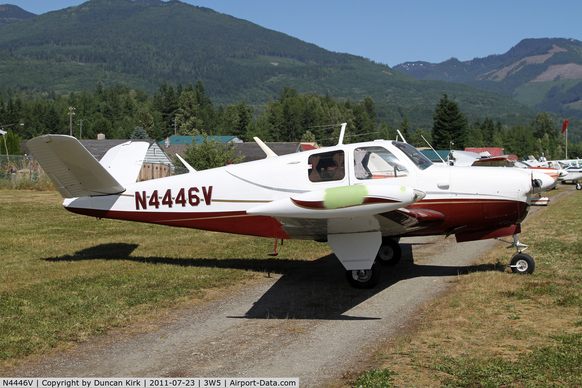 N4446V, 1948 Beech 35 Bonanza C/N D-1256, A little primer on the wingtip was the only blemish on this this early Bonanza