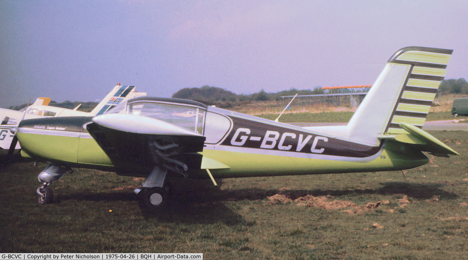 G-BCVC, 1974 Socata Rallye 100ST Galopin C/N 2548, MS.880B Rallye 100ST as seen at Biggin Hill in April 1975.