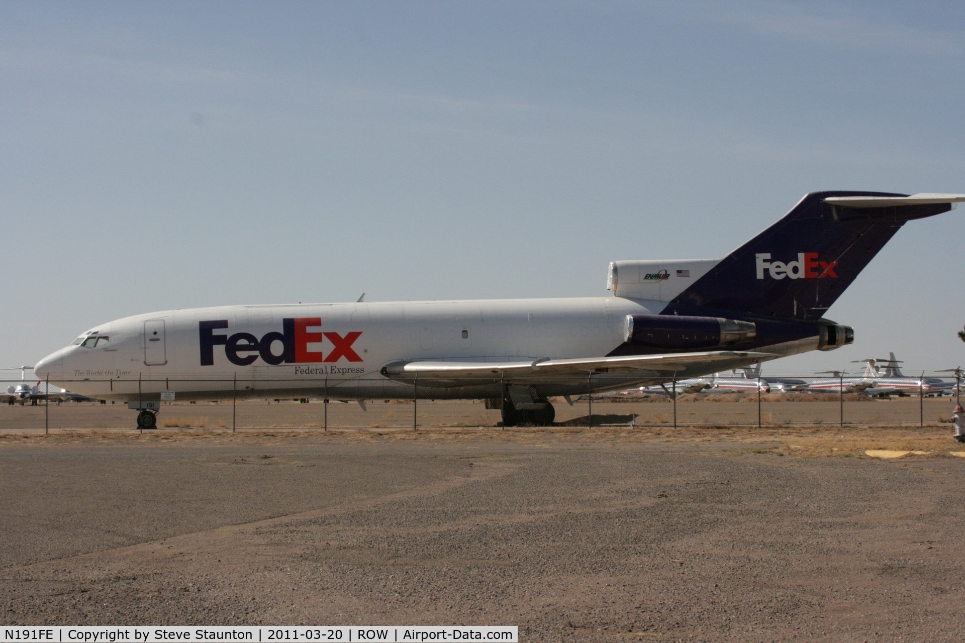 N191FE, 1966 Boeing 727-22 C/N 19084, Taken at Roswell International Air Centre Storage Facility, New Mexico in March 2011 whilst on an Aeroprint Aviation tour