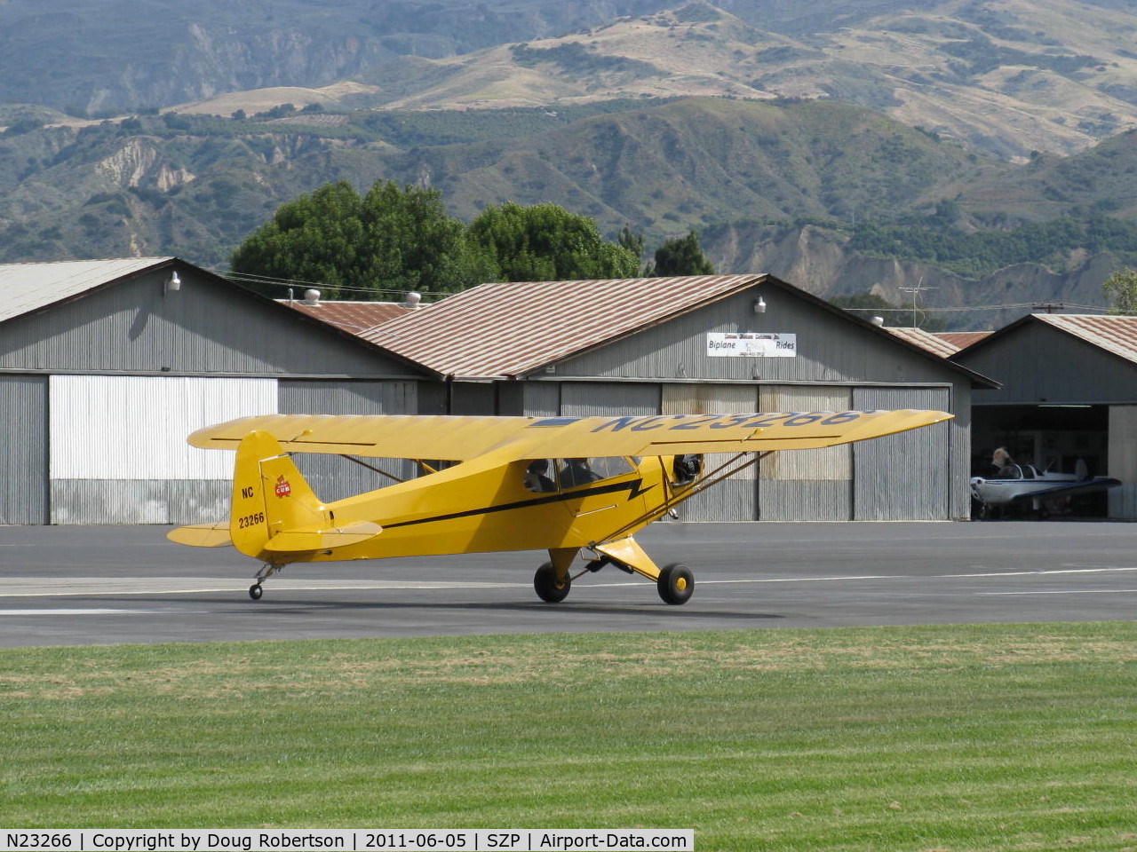 N23266, 1939 Piper J3C-65 Cub Cub C/N 3113, 1939 Piper J3C-65 CUB, Continental A&C65 65 Hp, takeoff roll Rwy 04
