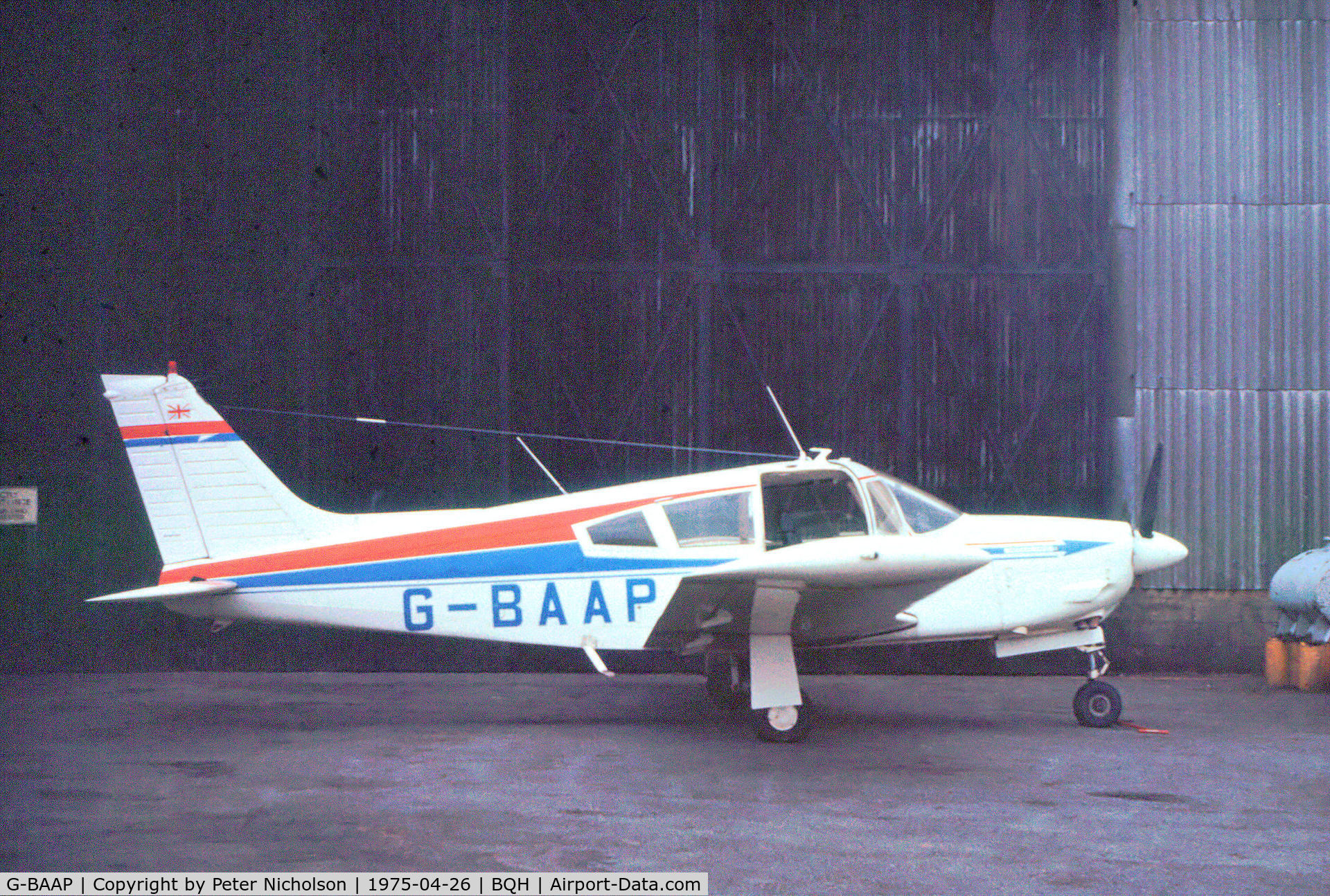 G-BAAP, 1972 Piper PA-28R-200-2 Cherokee Arrow II C/N 28R-7235205, PA-28R Cherokee Arrow resident at Biggin Hill in April 1975