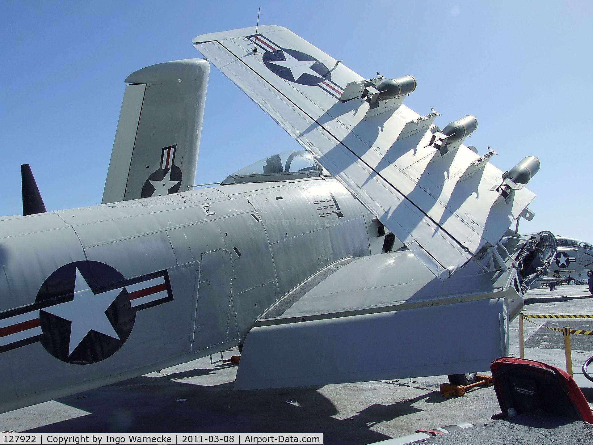 127922, Douglas AD-4W Skyraider C/N 7937, Douglas AD-6 (A-1H) Skyraider - built as AD-4W, then converted to the present shape - on the flight deck of the USS Midway Museum, San Diego CA