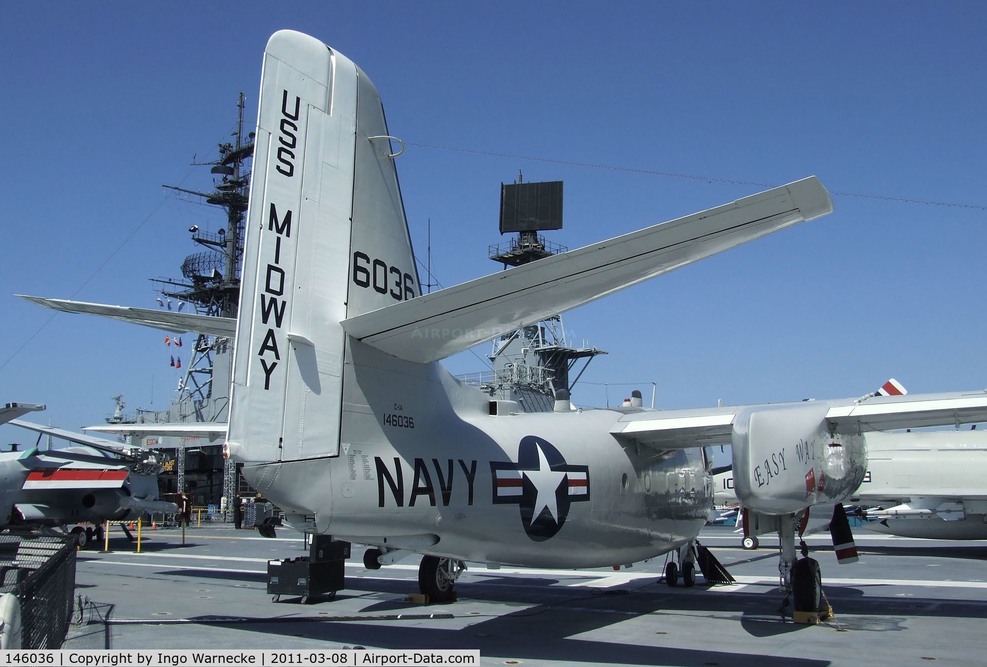146036, Grumman C-1A Trader C/N 66, Grumman C-1A Trader on the flight deck of the USS Midway Museum, San Diego CA