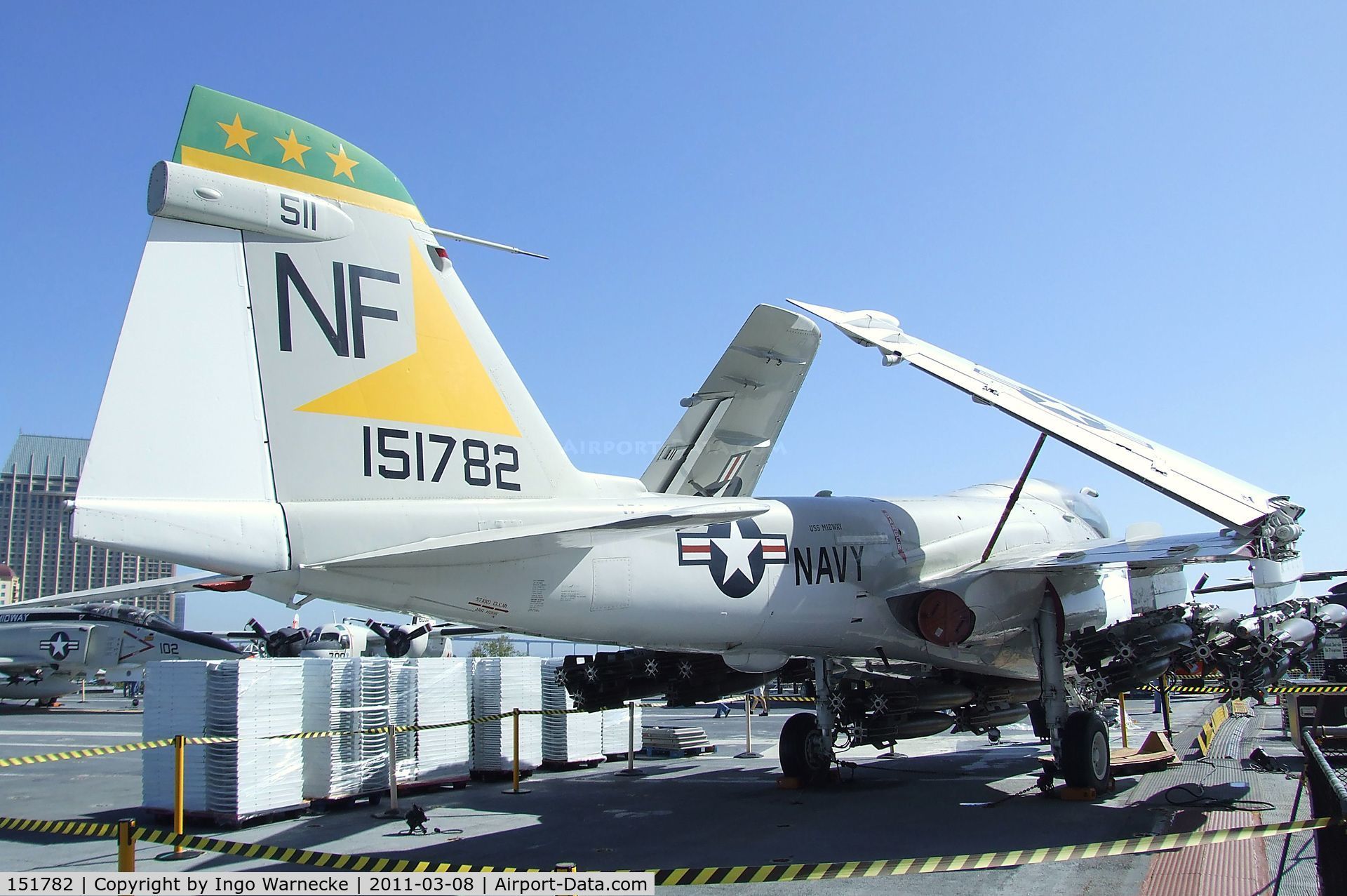 151782, Grumman A-6A Intruder C/N I-85, Grumman A-6A Intruder on the flight deck of the USS Midway Museum, San Diego CA