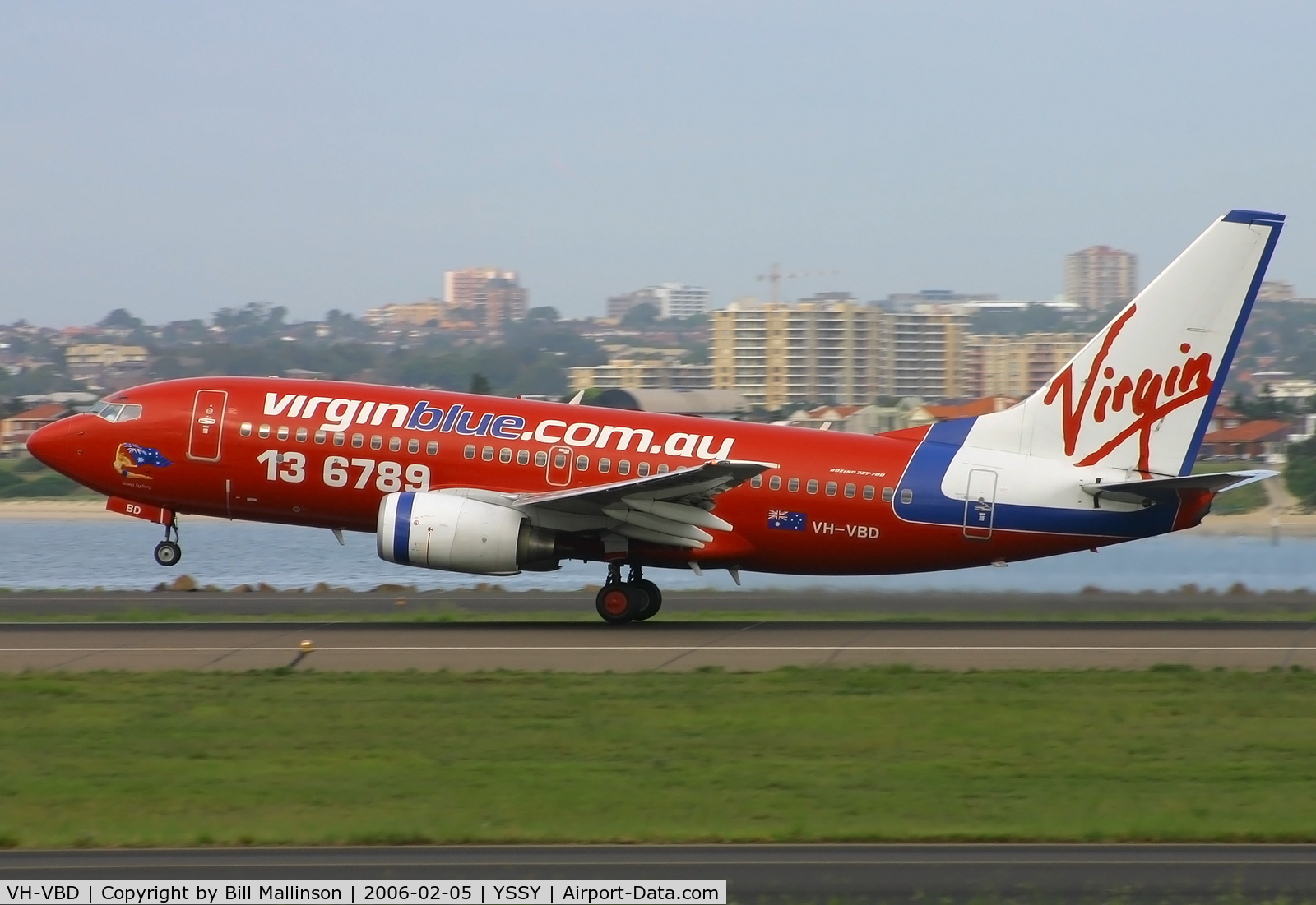 VH-VBD, 2001 Boeing 737-7Q8 C/N 30707, rotating from 16R