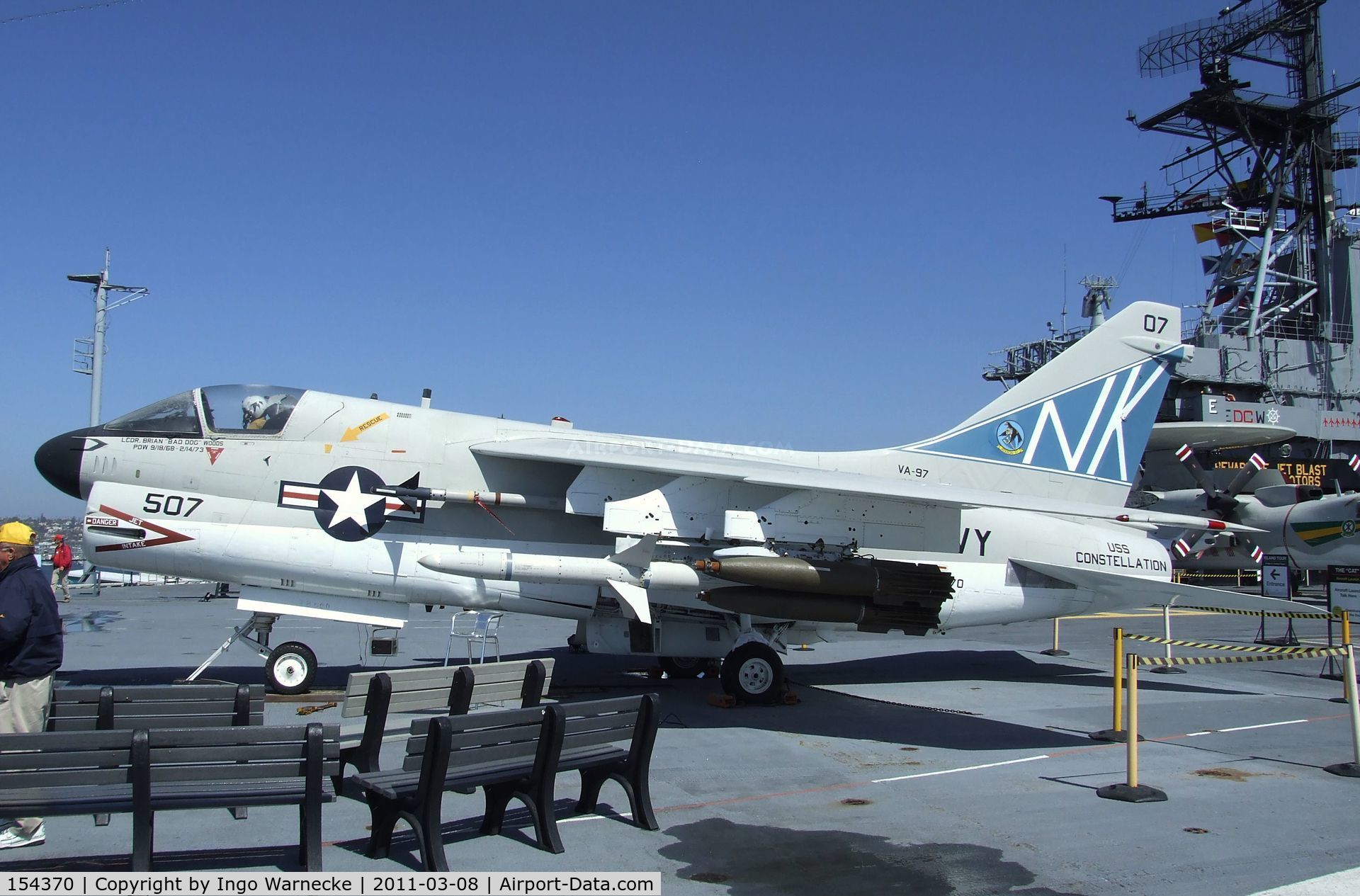 154370, LTV A-7B Corsair II C/N B-010, LTV A-7B Corsair II on the flight deck of the USS Midway Museum, San Diego CA