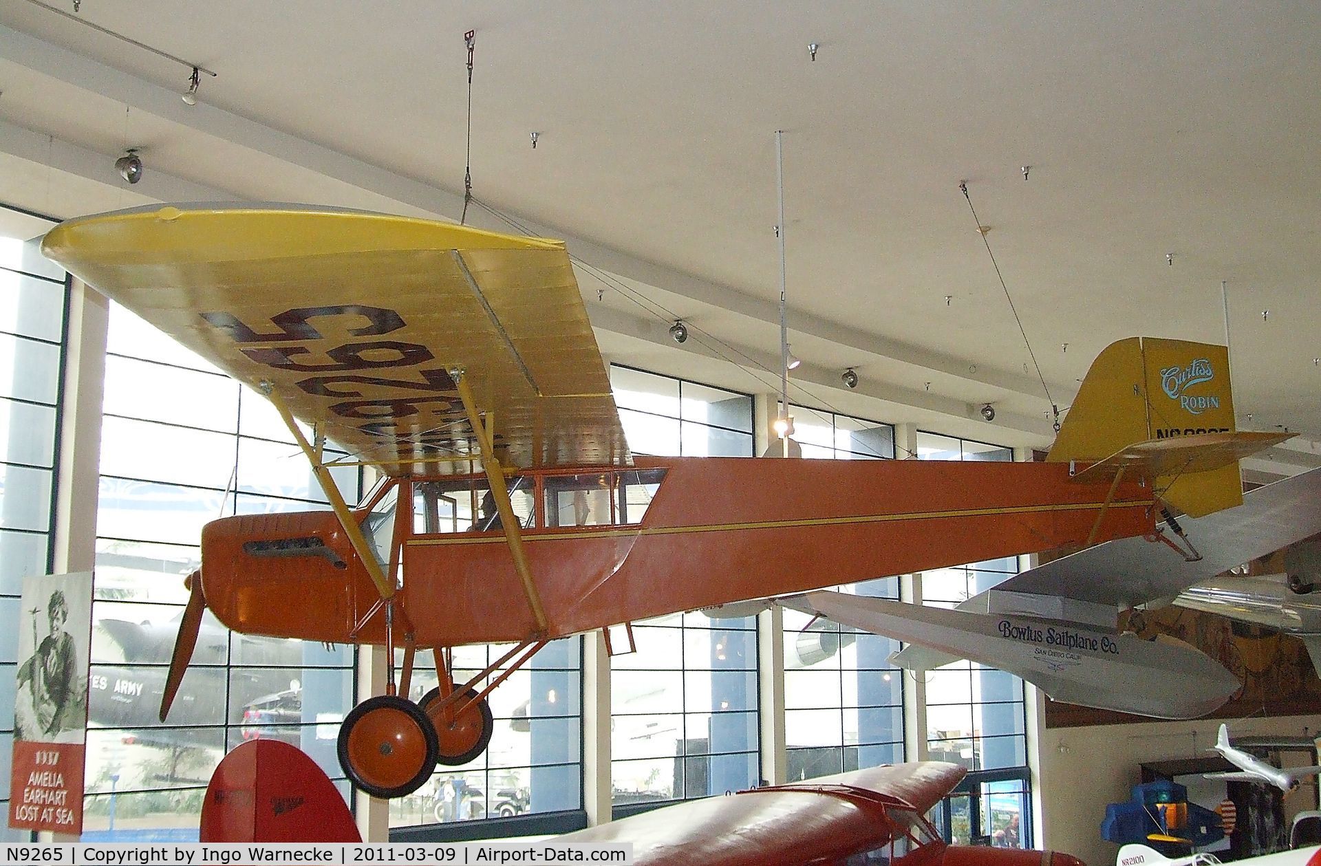 N9265, 1929 Curtiss-Wright Robin C/N 329, Curtiss Robin B-1 at the San Diego Air & Space Museum, San Diego CA