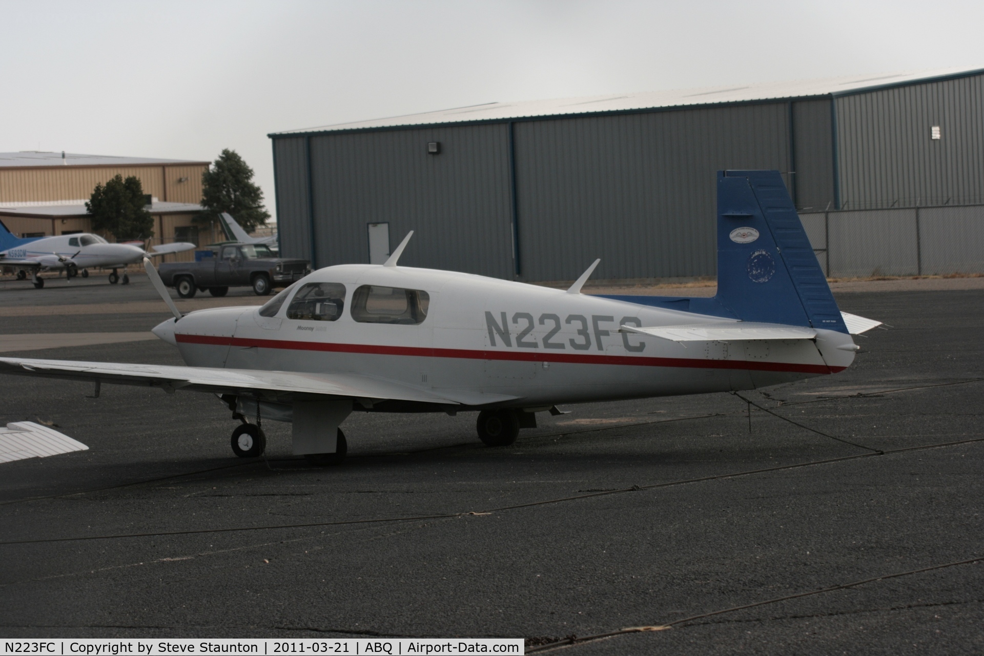 N223FC, 1993 Mooney M20J 201 C/N 24-3309, Taken at Alburquerque International Sunport Airport, New Mexico in March 2011 whilst on an Aeroprint Aviation tour