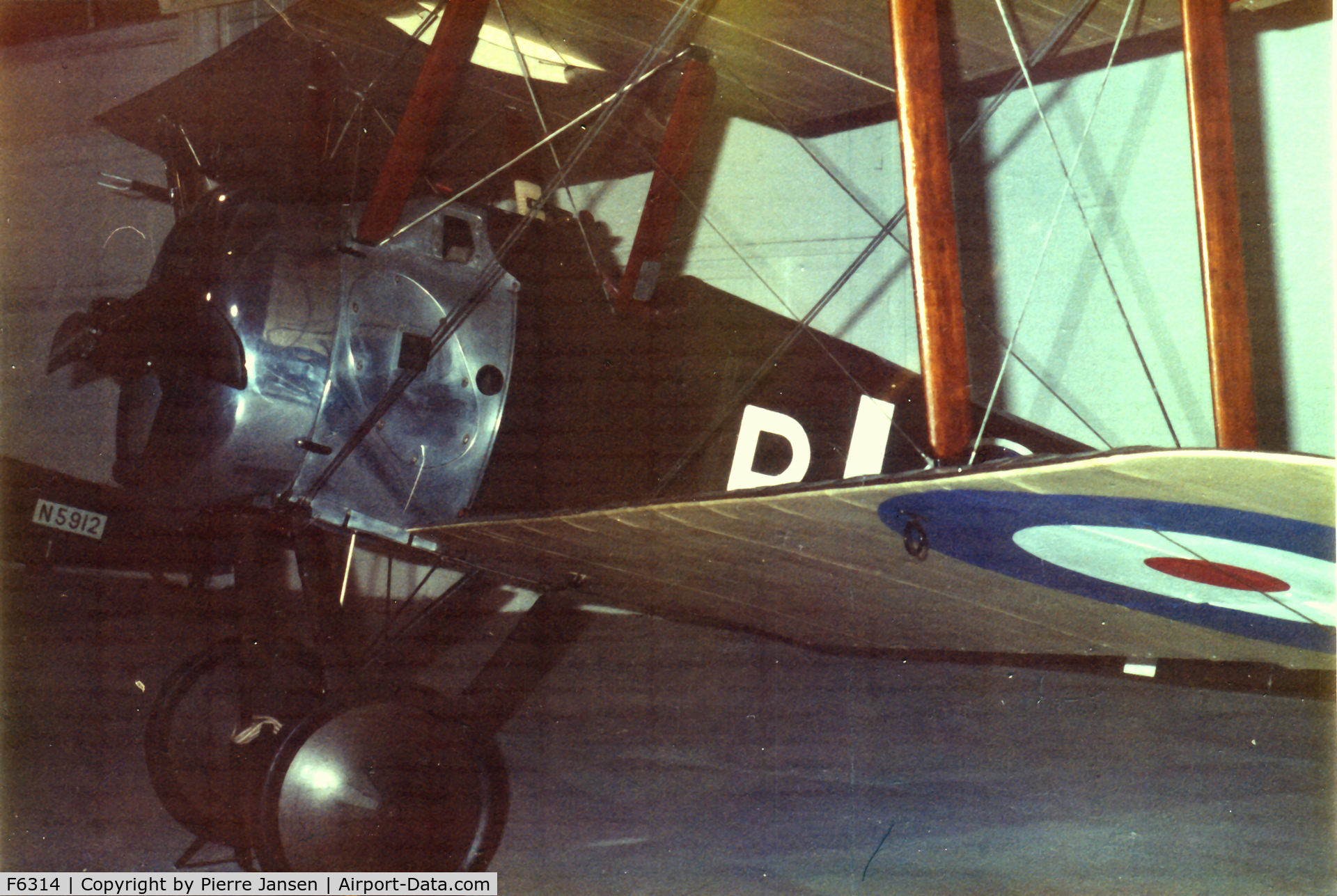 F6314, Sopwith F.1 Camel C/N Not found F6314, Taken in 1973 when the plane was still grounded