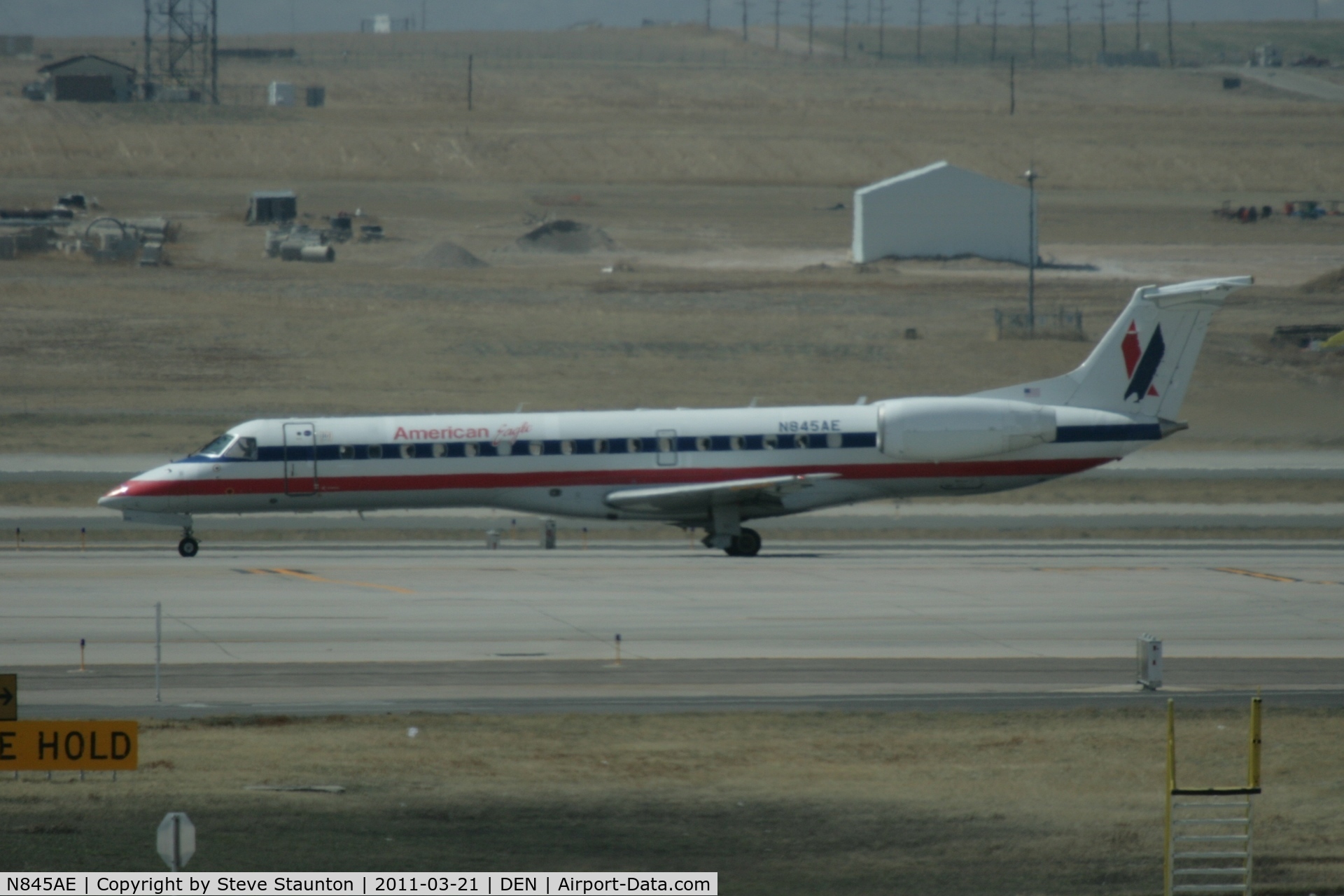 N845AE, 2003 Embraer ERJ-140LR (EMB-135KL) C/N 145685, Taken at Denver International Airport, in March 2011 whilst on an Aeroprint Aviation tour