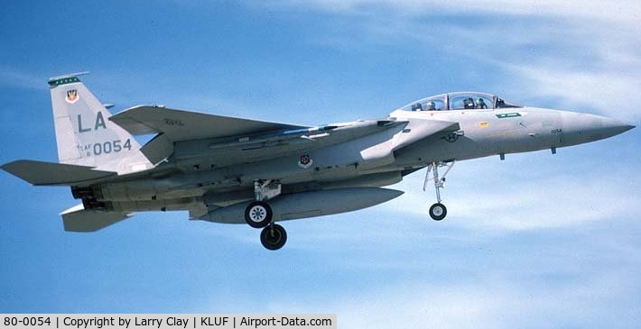 80-0054, McDonnell Douglas F-15D Eagle C/N 0637/D026, F-15D, Tail #80-0054, of the 405th TTW, 555th TFTS, Luke AFB, AZ.