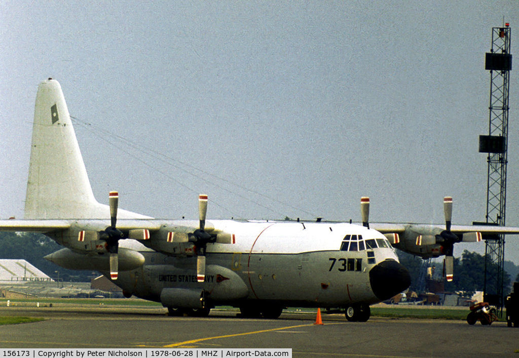 156173, Lockheed EC-130Q (382C) Hercules C/N 382-4277, EC-130Q Hercules of Fleet Air Reconnaissance Squadron VQ-4 on display at the 1978 RAF Mildenhall Air Fete.