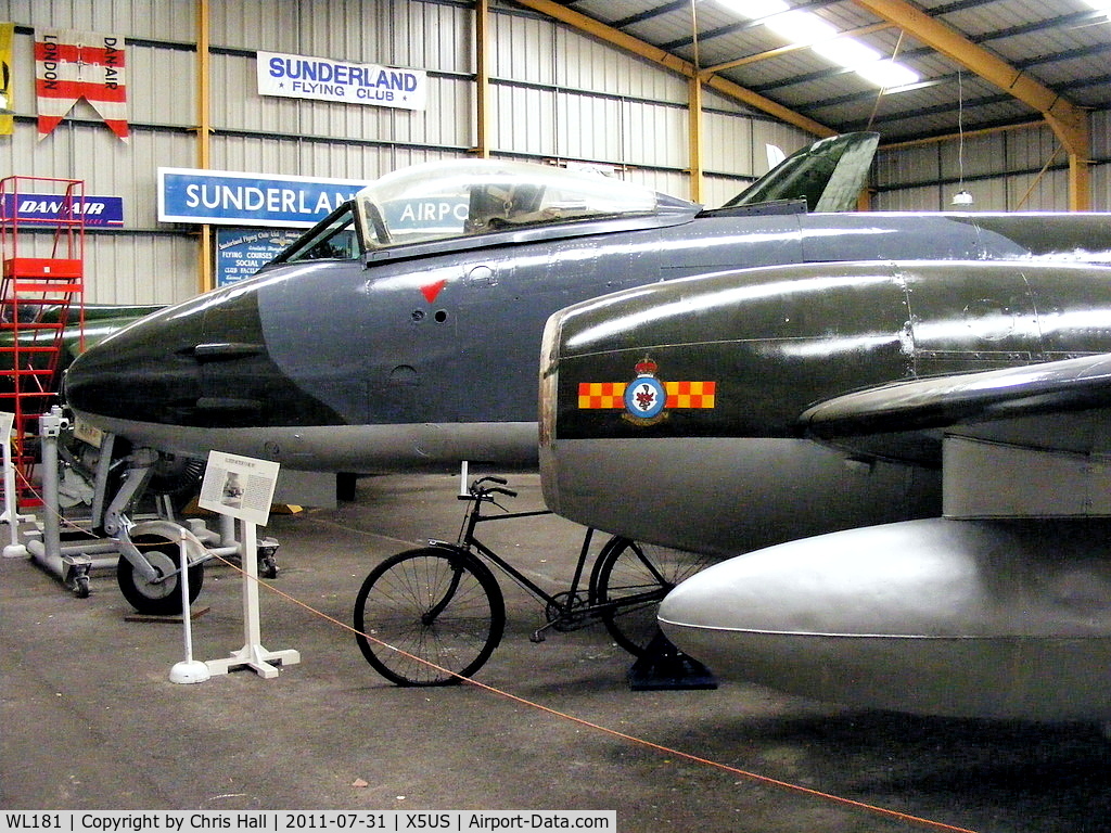 WL181, Gloster Meteor F.8 C/N Not found WL181, Displayed at the North East Aircraft Museum, Unsworth