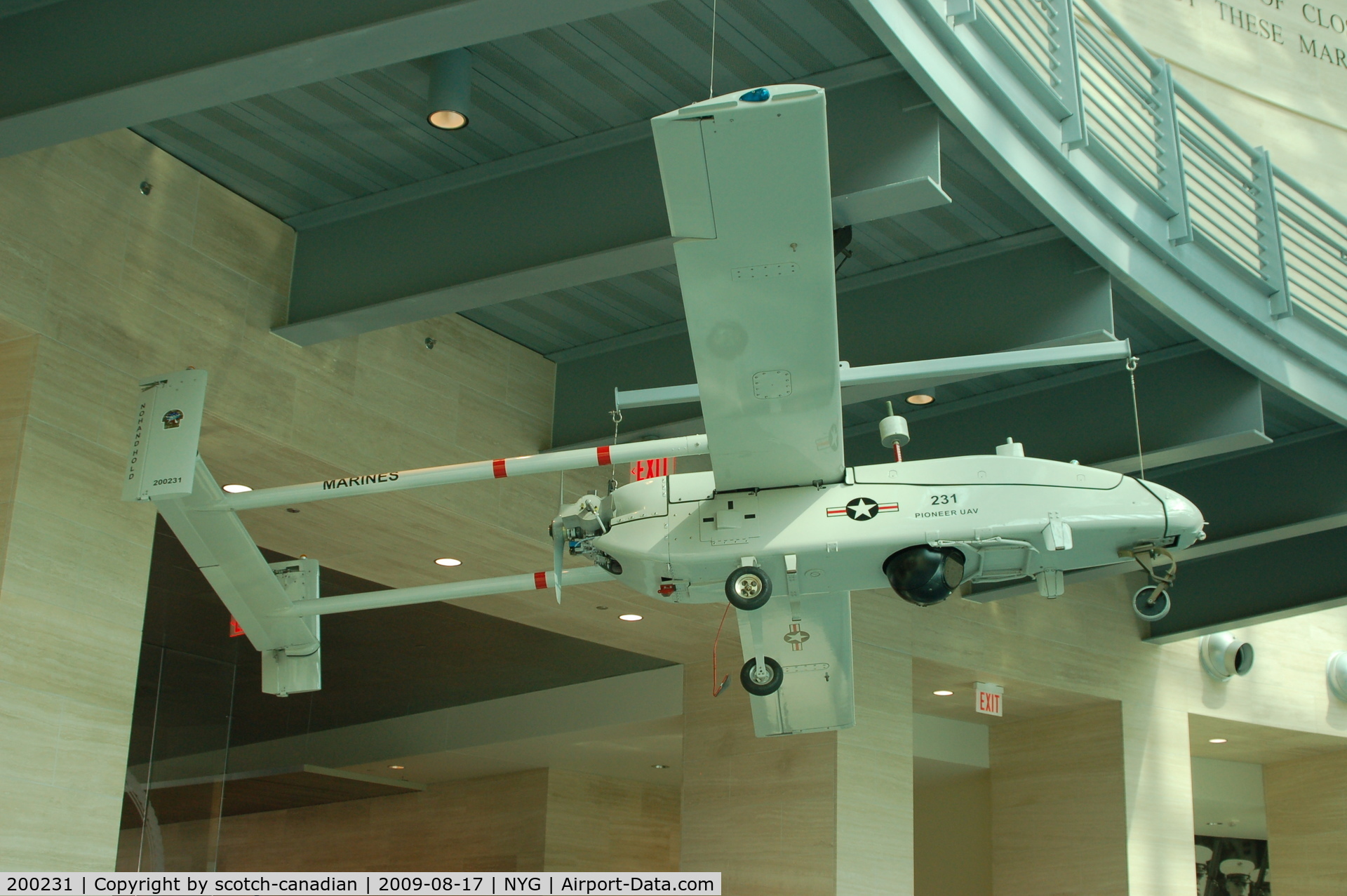 200231, Israel Aircraft Industries RQ-2 Pioneer C/N Not found 200231, RQ-2 Pioneer Unmanned Aerial Vehicle (UAV), Leatherneck Gallery, National Museum of the Marine Corps, Triangle, VA