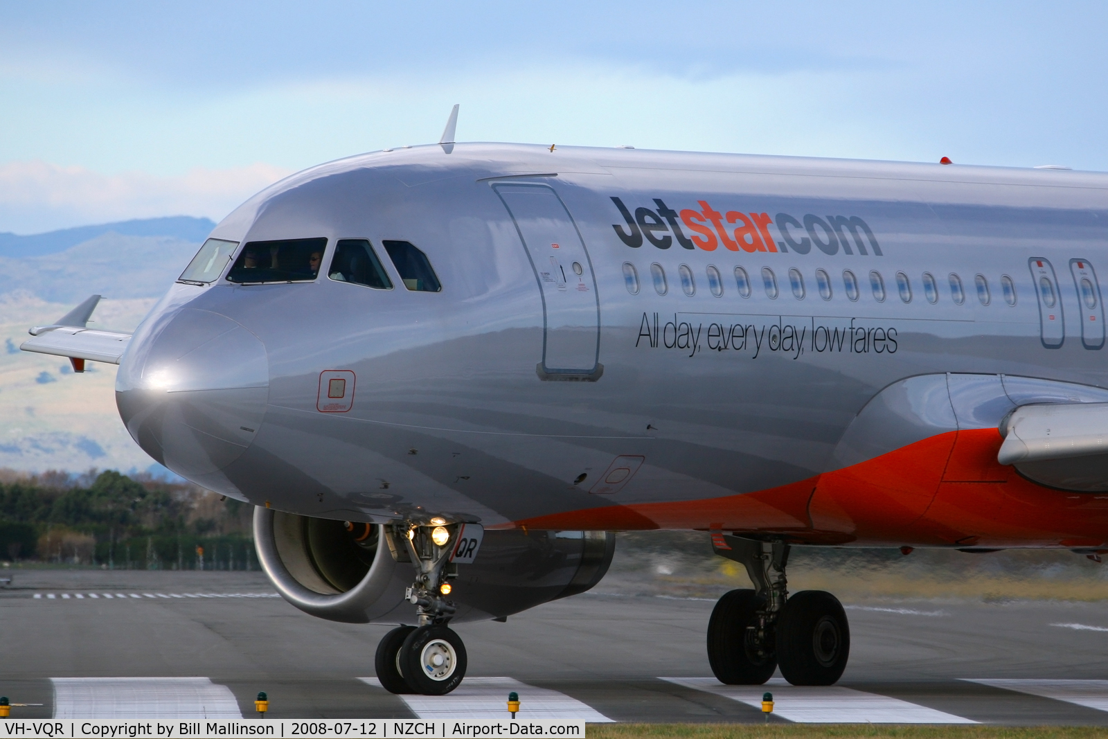 VH-VQR, 2005 Airbus A320-232 C/N 2526, turning onto taxiway at end of 29