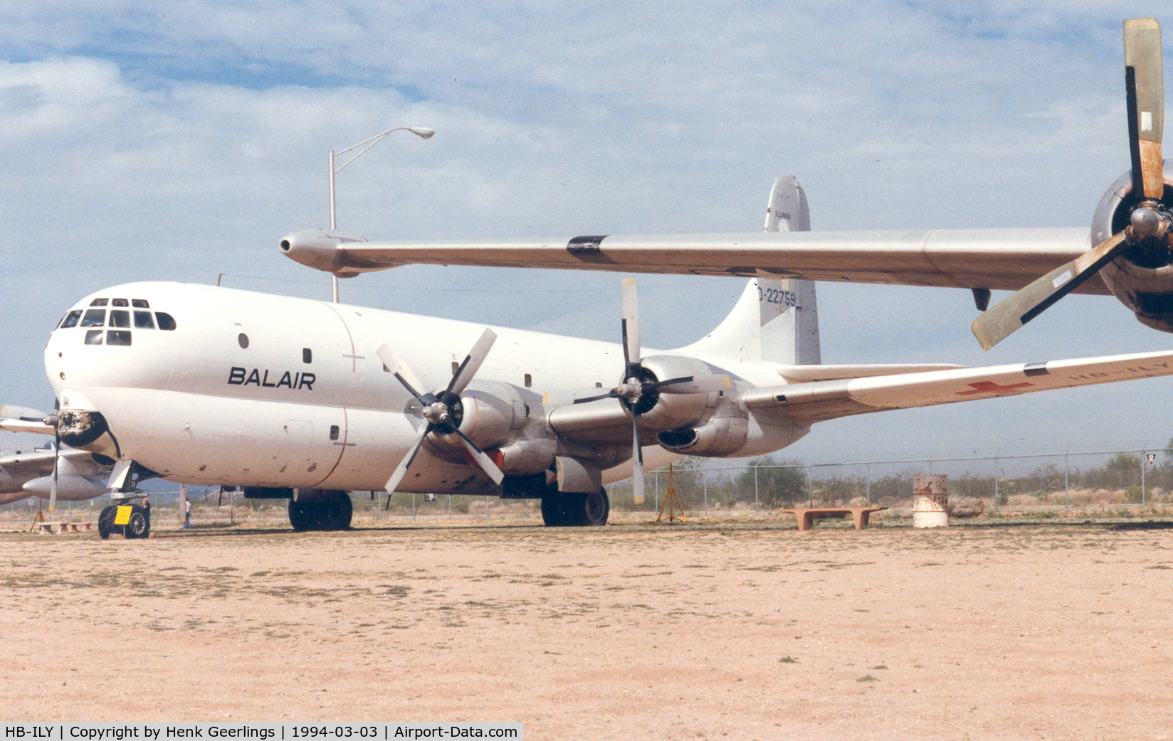 HB-ILY, 1969 Boeing C-97G Stratofreighter C/N 16657, Operated Biafra Airlift for Red Cross. Flown by Balair crew.Pima Air Museum , AZ
