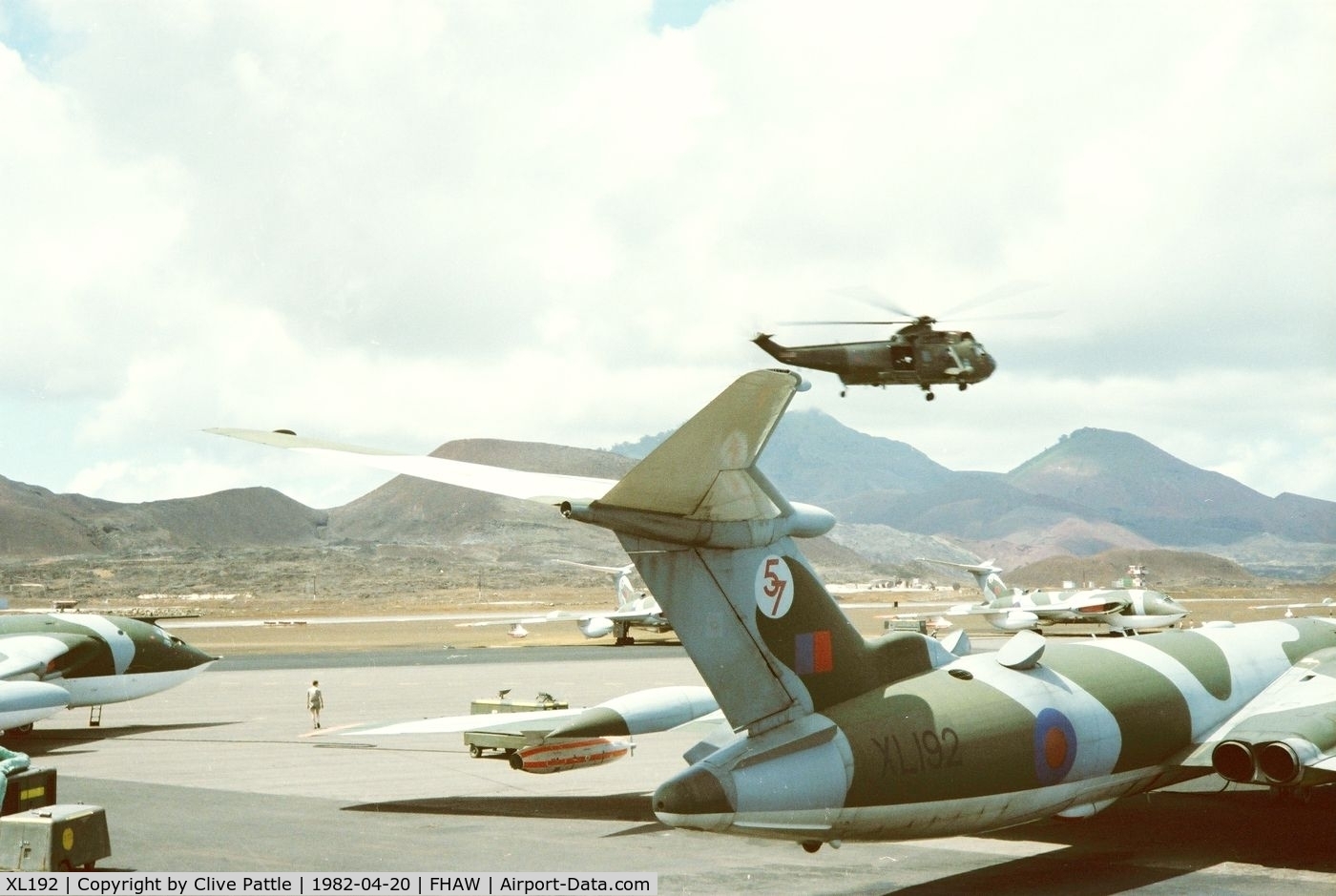 XL192, 1962 Handley Page Victor K.2 C/N HP80/73, HP.80 Victor K.2 XL192 of 57 Sqn RAF seen pictured with others from its Sqn at Wideawake airfield, Ascension Island, April 1982 during the Falklands War.