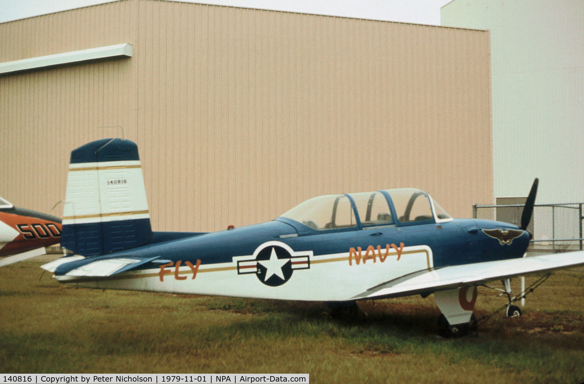 140816, Beech T-34B Mentor C/N BG-150, This T-34B Mentor on display at the Pensacola Naval Aviation Museum in November 1979 was later to join the US civil register.