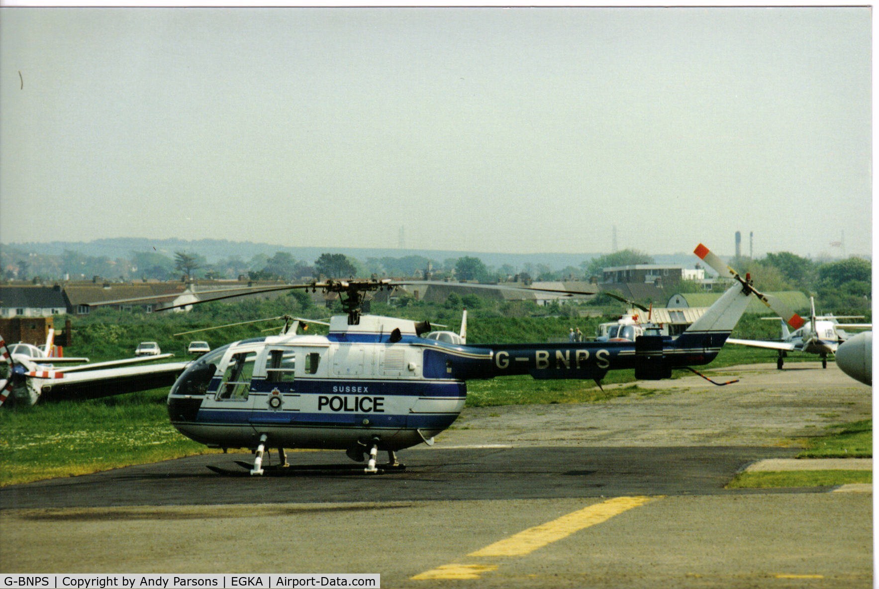 G-BNPS, 1980 MBB Bo-105DBS-4 C/N S.421, The 1st helicopter operated by Sussex Police from Shoreham (scanned print)