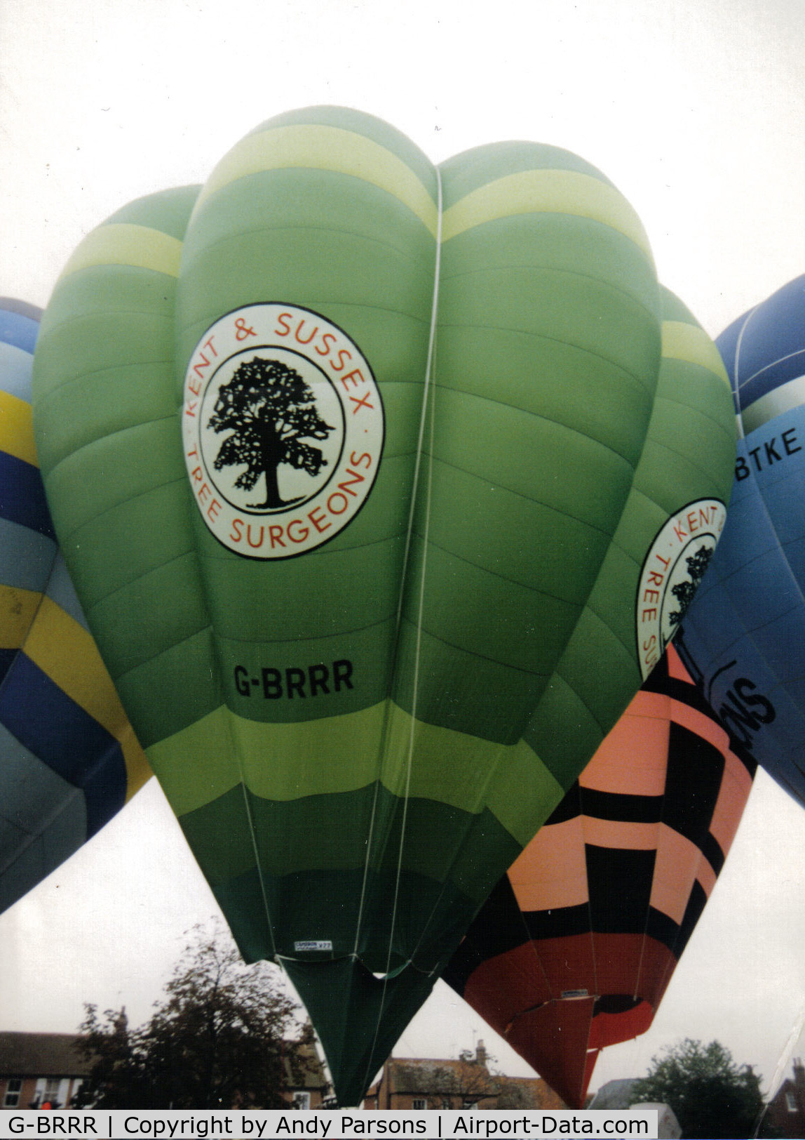 G-BRRR, 1989 Cameron Balloons V-77 C/N 2070, Taken at Wisborough Gren Sussex in the late eightie