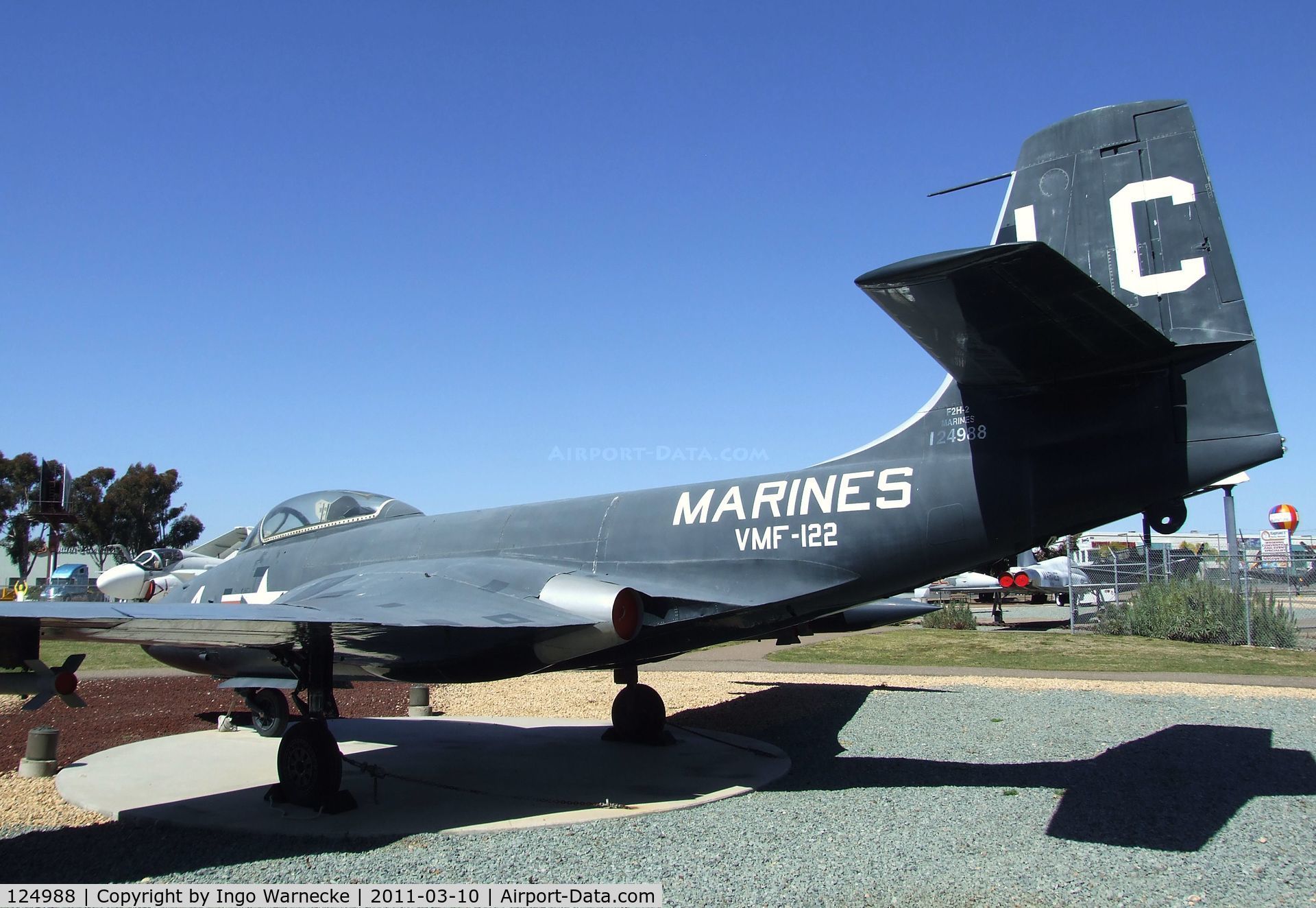 124988, McDonnell F2H-2 Banshee C/N 291, McDonnell F2H-2 Banshee at the Flying Leatherneck Aviation Museum, Miramar CA