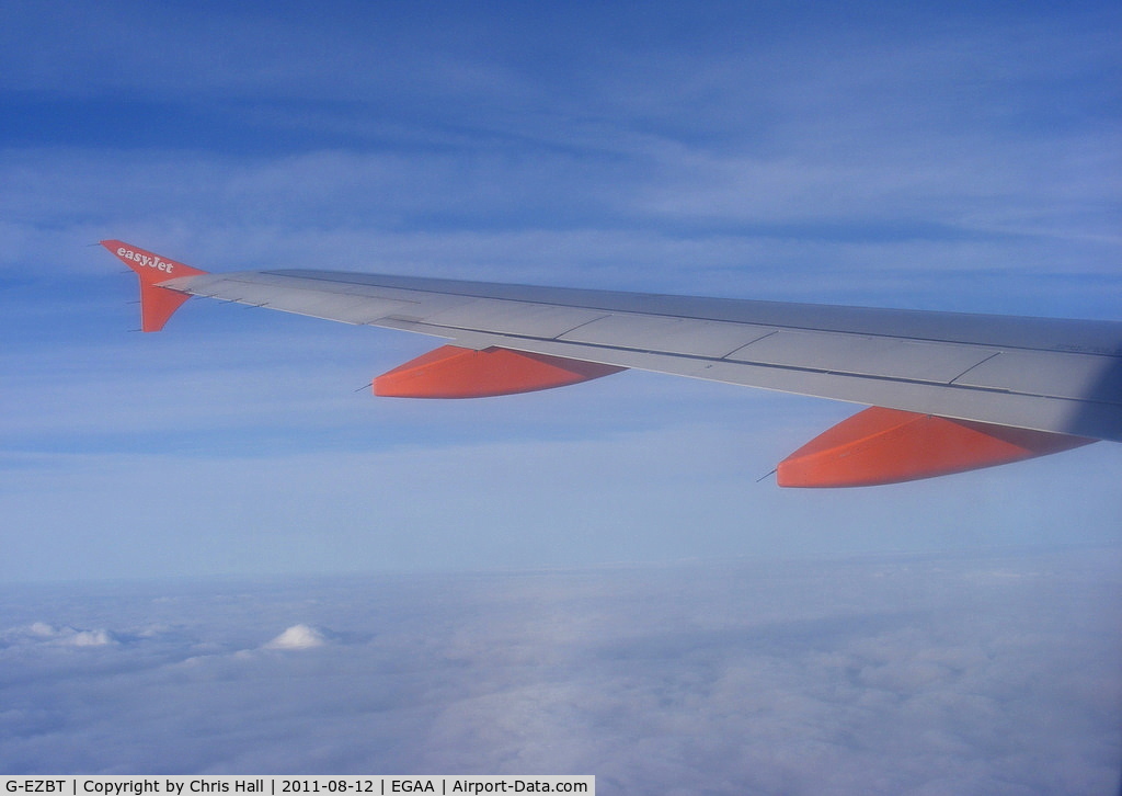 G-EZBT, 2007 Airbus A319-111 C/N 3090, enroute from Liverpool to Belfast International