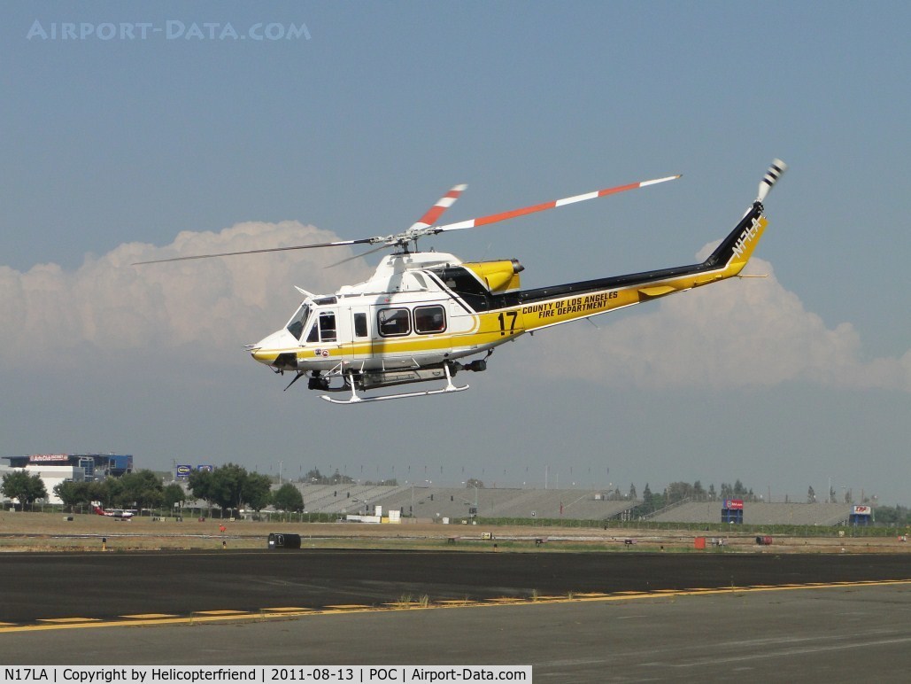 N17LA, 1992 Bell 412 C/N 36044, Air taxiing northbound from Cocco to runway 26L for take off