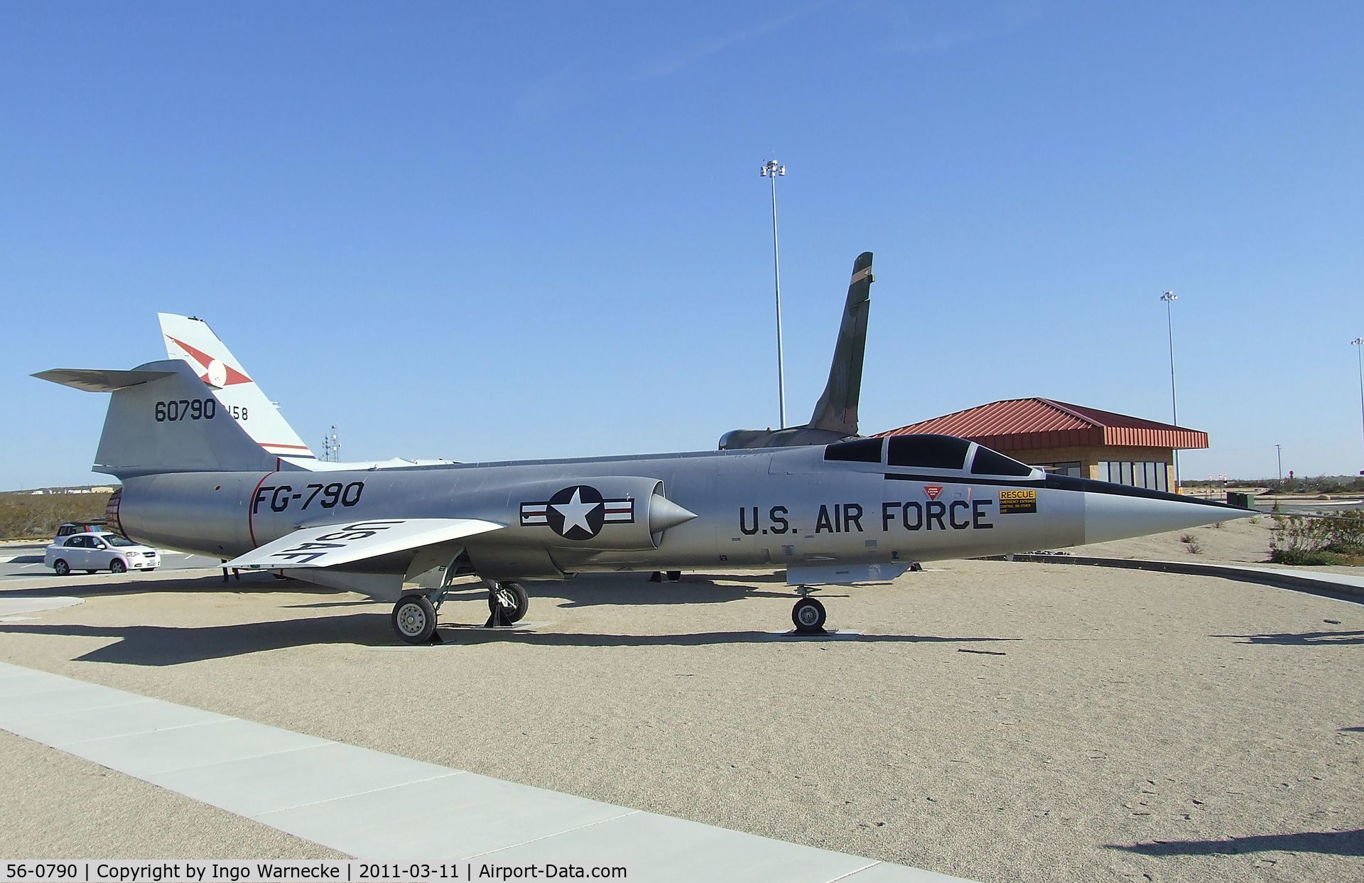 56-0790, Lockheed F-104A Starfighter C/N 187-1078, Lockheed F-104A Starfighter at the Century Circle display outside the gate of Edwards AFB, CA