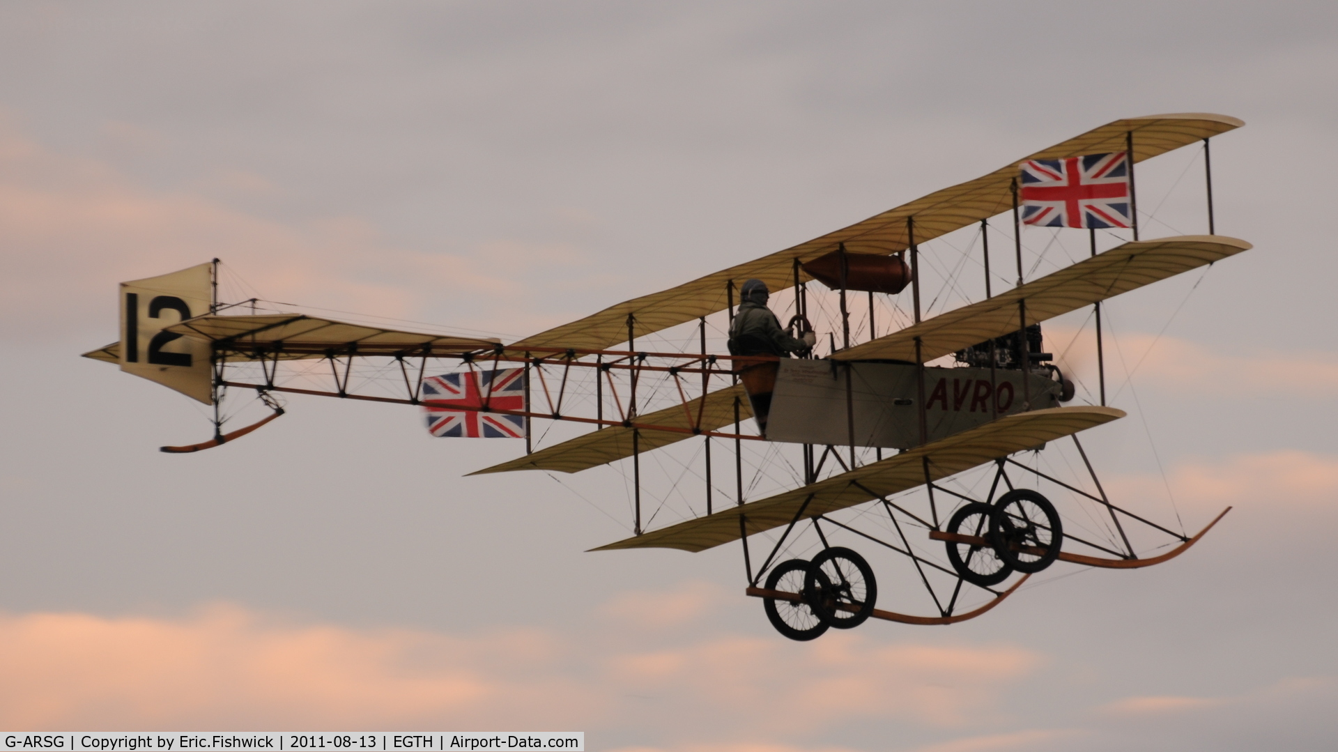 G-ARSG, 1964 Avro Roe Triplane Type IV replica C/N TRI.1, G-ARSG at Shuttleworth Evening Air Display, August 2011