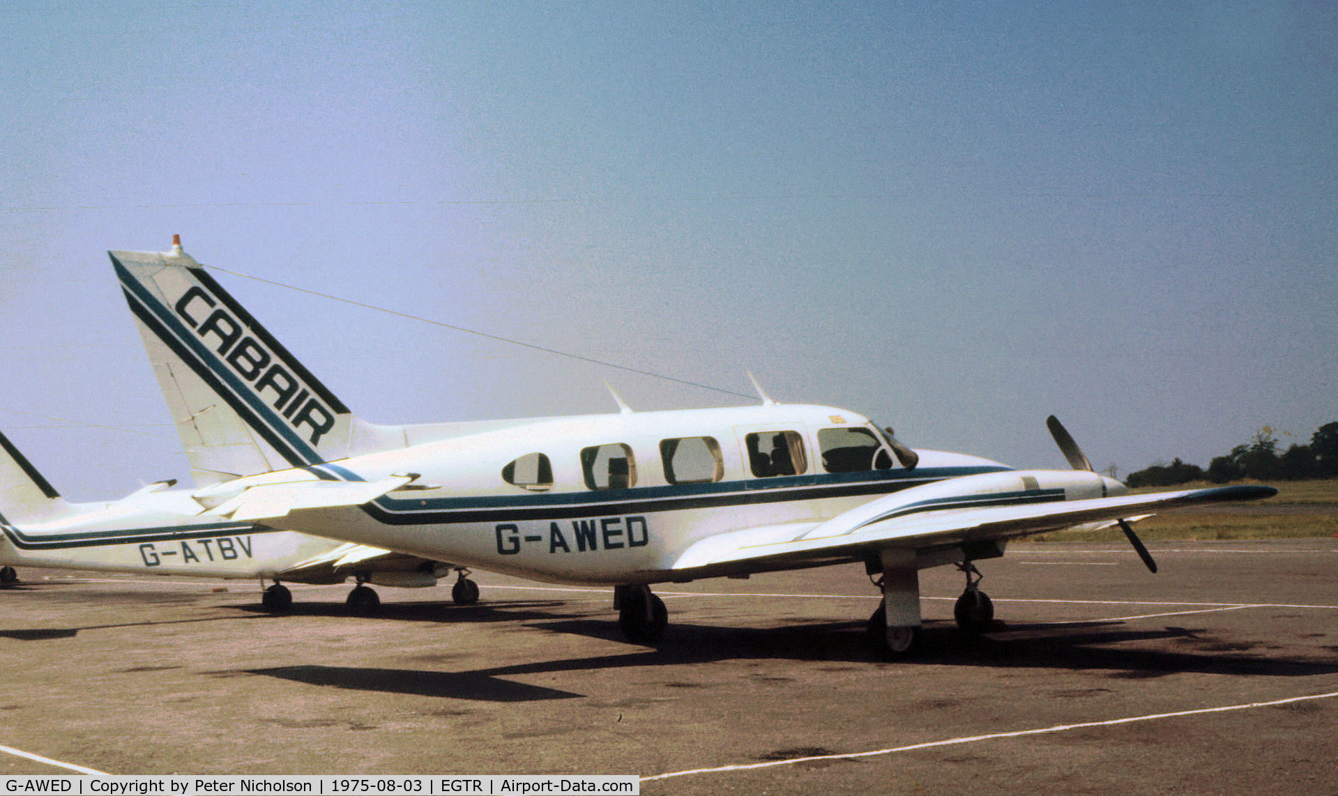 G-AWED, 1967 Piper PA-31 Navajo C/N 31-109, PA-31 Navajo of Air Taxi Operator Cabair at Elstree in the Summer of 1975.