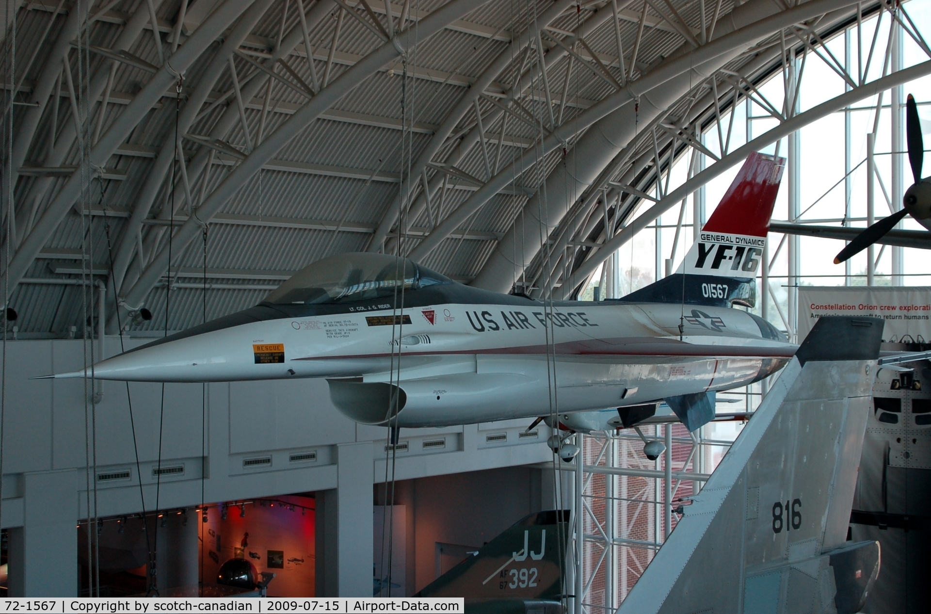 72-1567, General Dynamics YF-16A Fighting Falcon C/N 60-1, General Dynamics YF-16A Fighting Falcon at the Virginia Air & Space Center, Hampton, VA