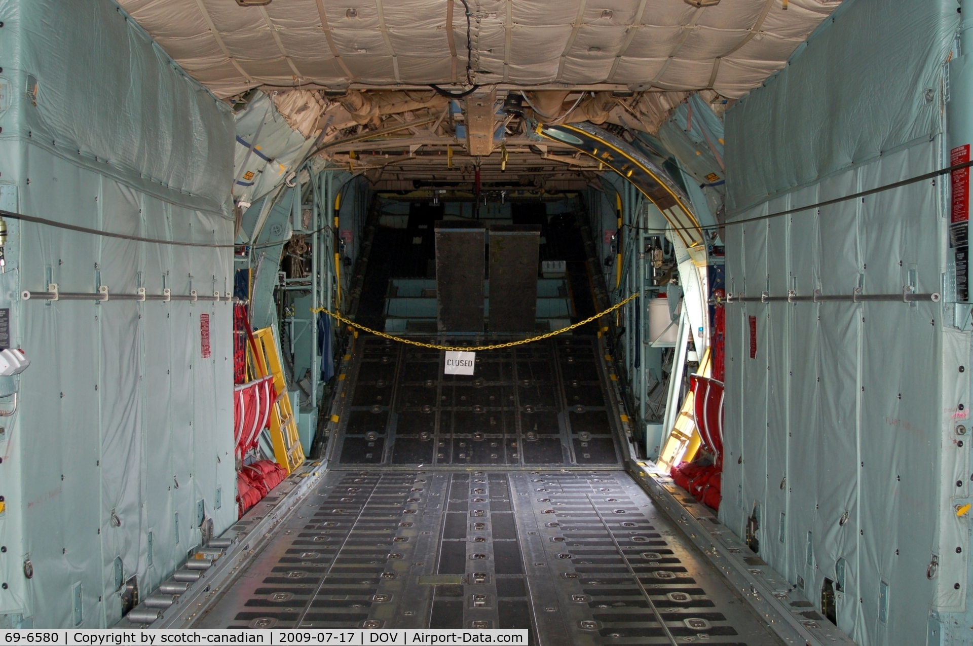 69-6580, 1969 Lockheed C-130E Hercules C/N 382-4356, Lockheed C-130E Hercules Cargo Bay, looking aft, at the Air Mobility Command Museum, Dover AFB, DE