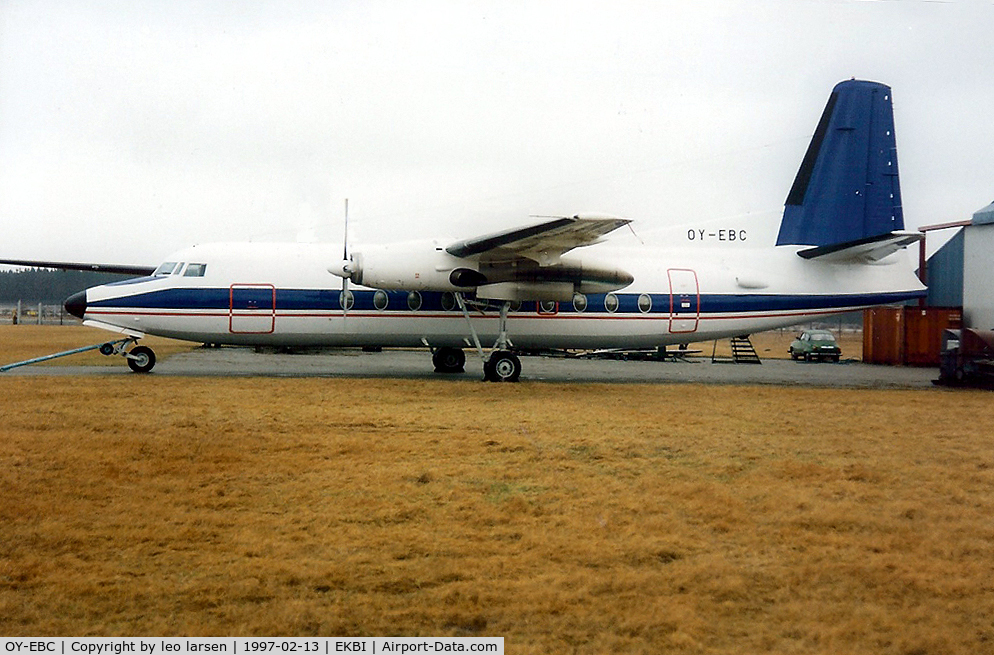 OY-EBC, 1985 Fokker F-27-200 Friendship C/N 10675, Billund Denmark 13.2.97
